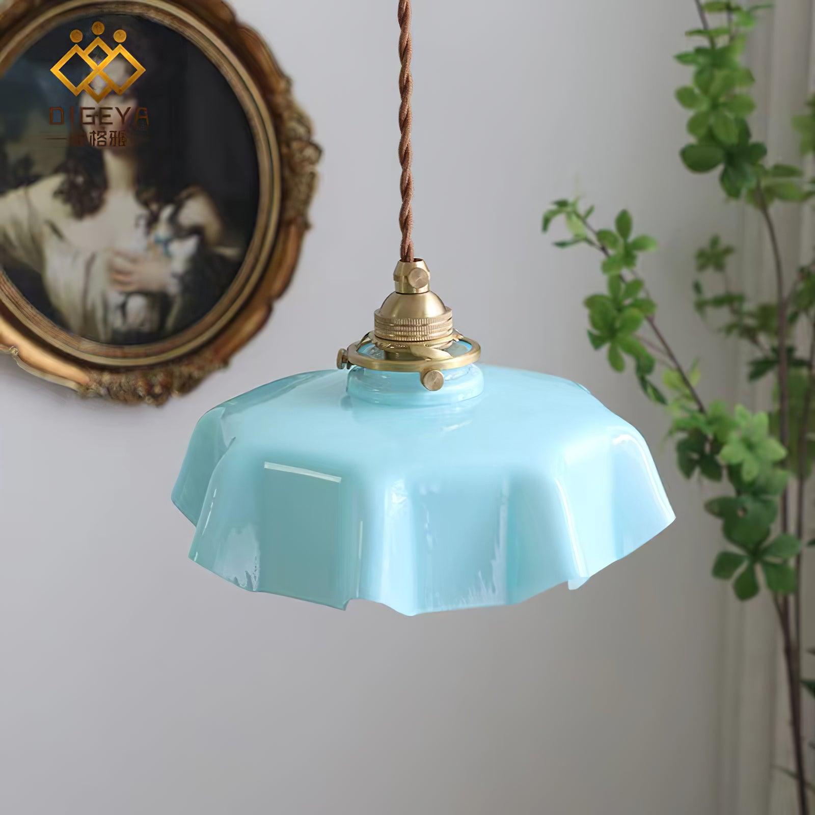 Civen Farmhouse Ruffled Pendant Light - Lamp Copper