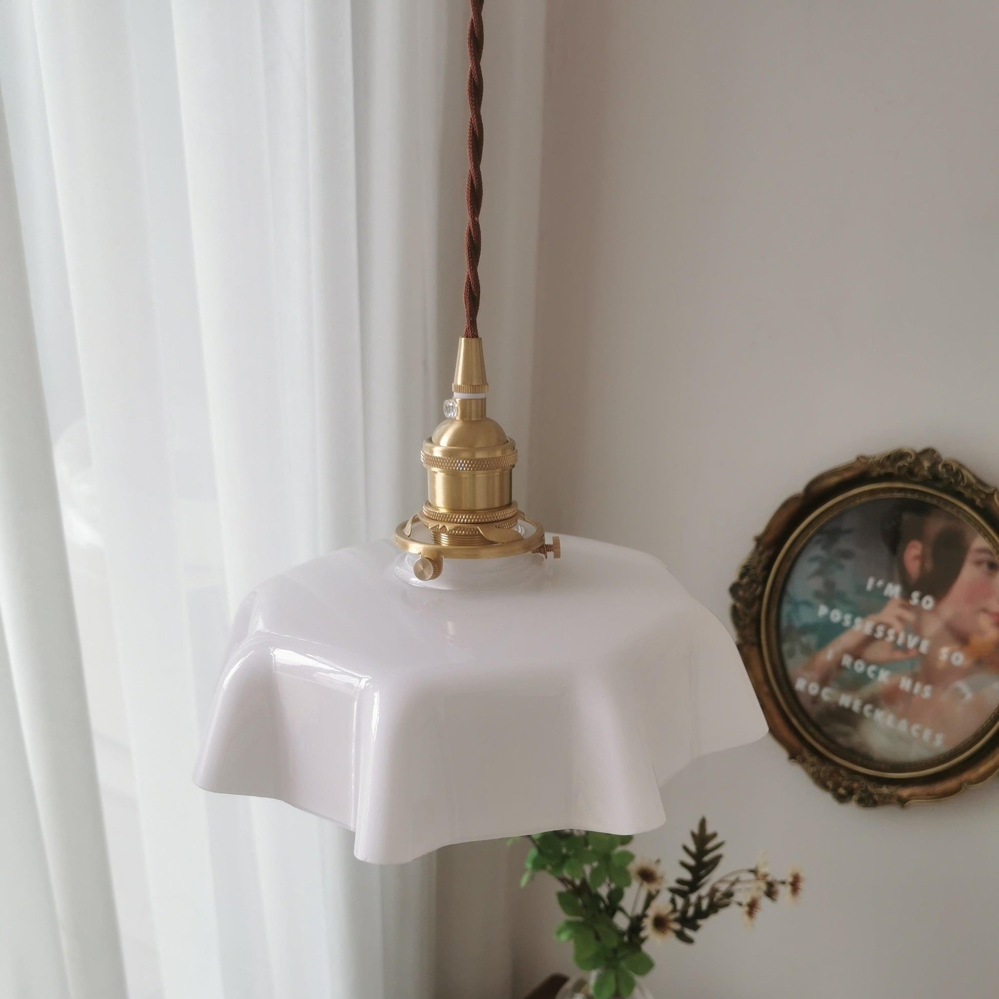 Civen Farmhouse Ruffled Pendant Light - Lamp Copper