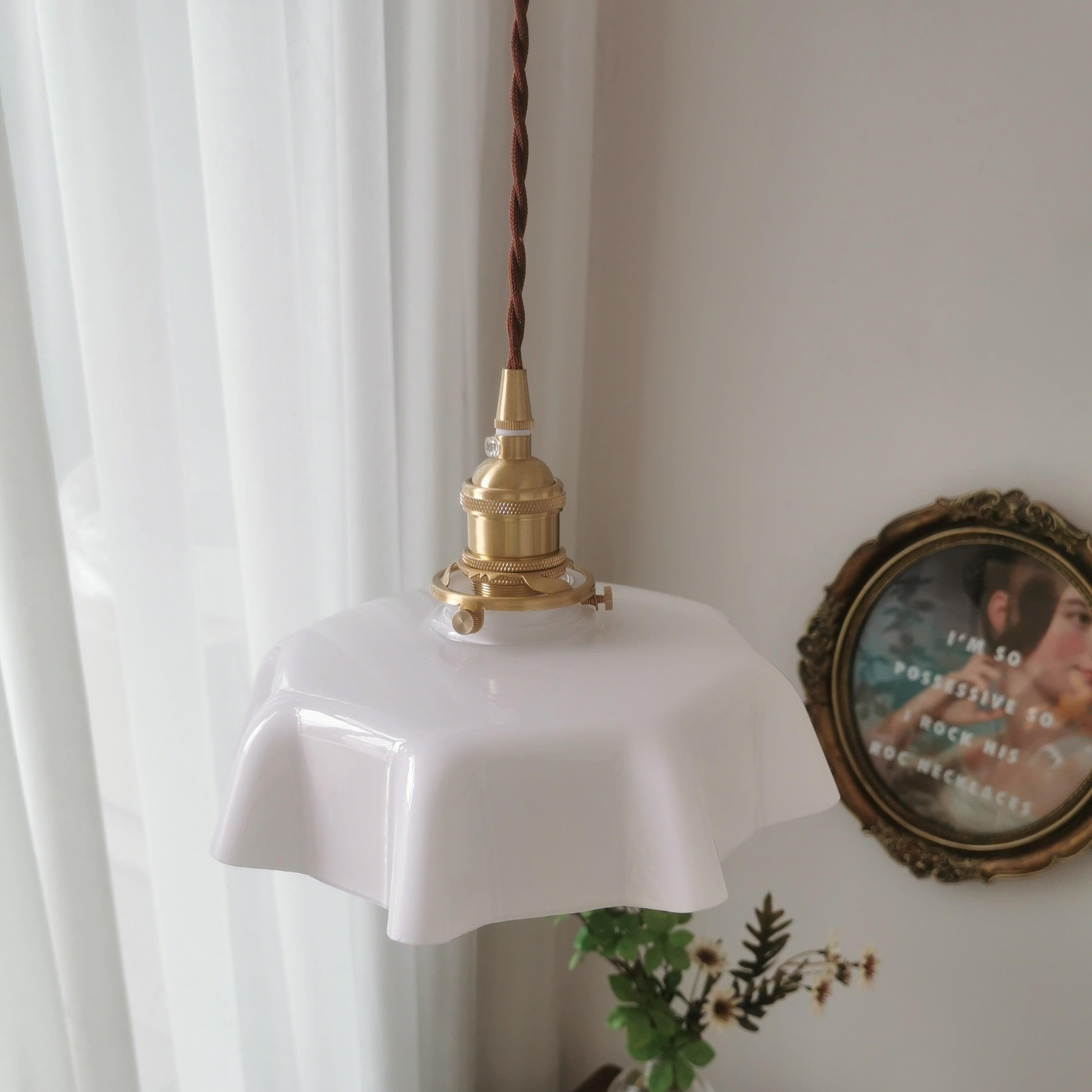 Civen Farmhouse Ruffled Pendant Light - Lamp Copper