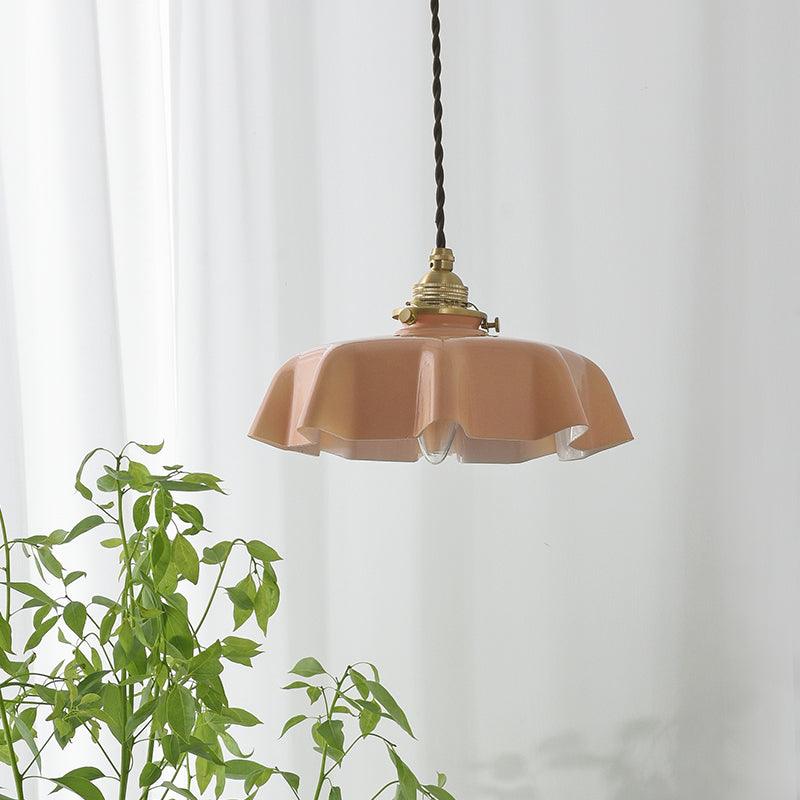 Civen Farmhouse Ruffled Pendant Light - Lamp Copper