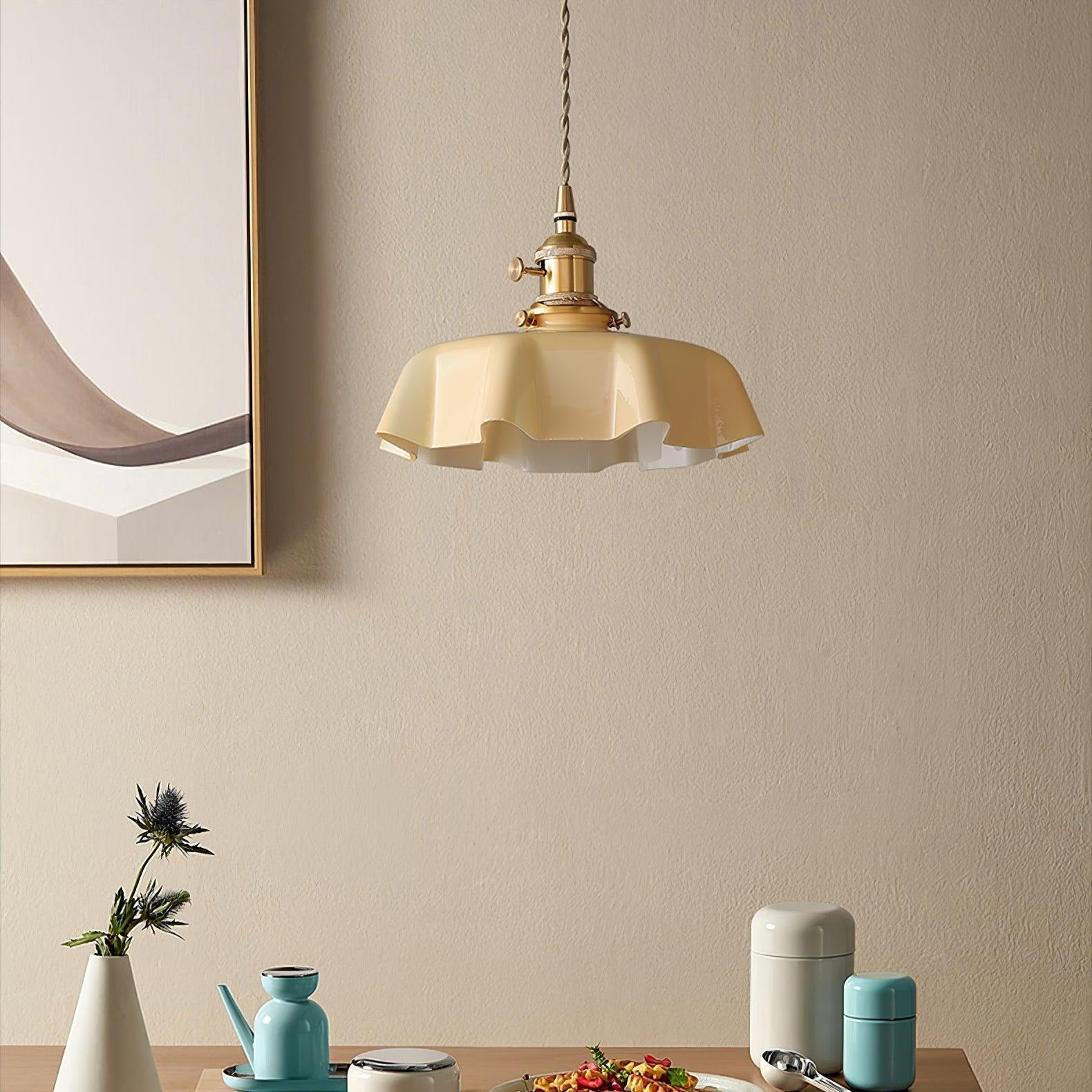 Civen Farmhouse Ruffled Pendant Light - Lamp Copper