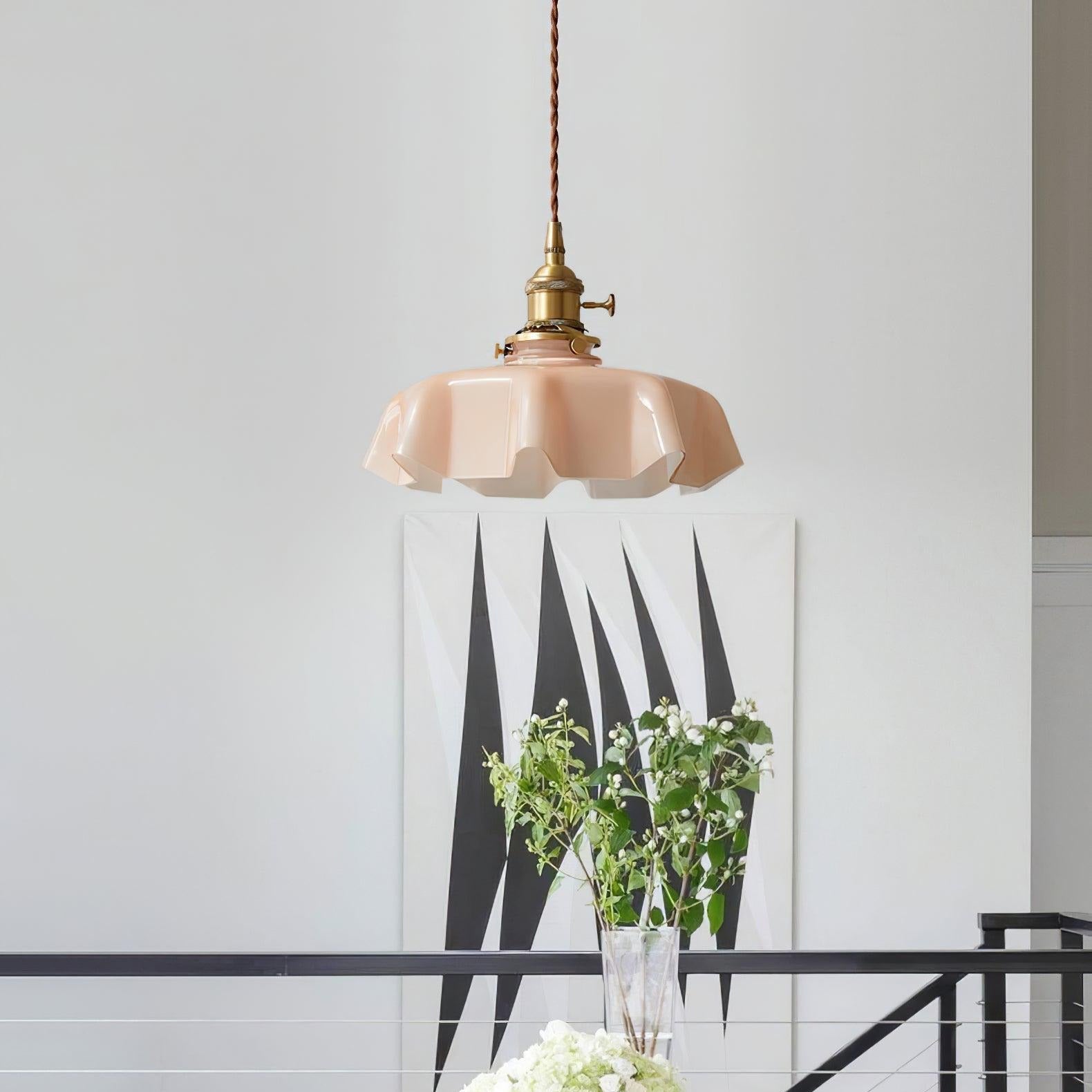Civen Farmhouse Ruffled Pendant Light - Lamp Copper