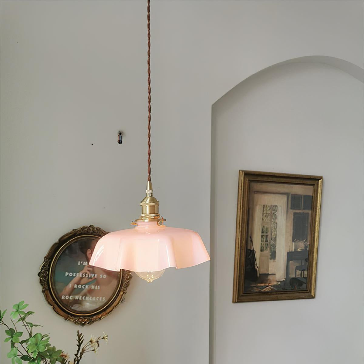 Civen Farmhouse Ruffled Pendant Light - Lamp Copper