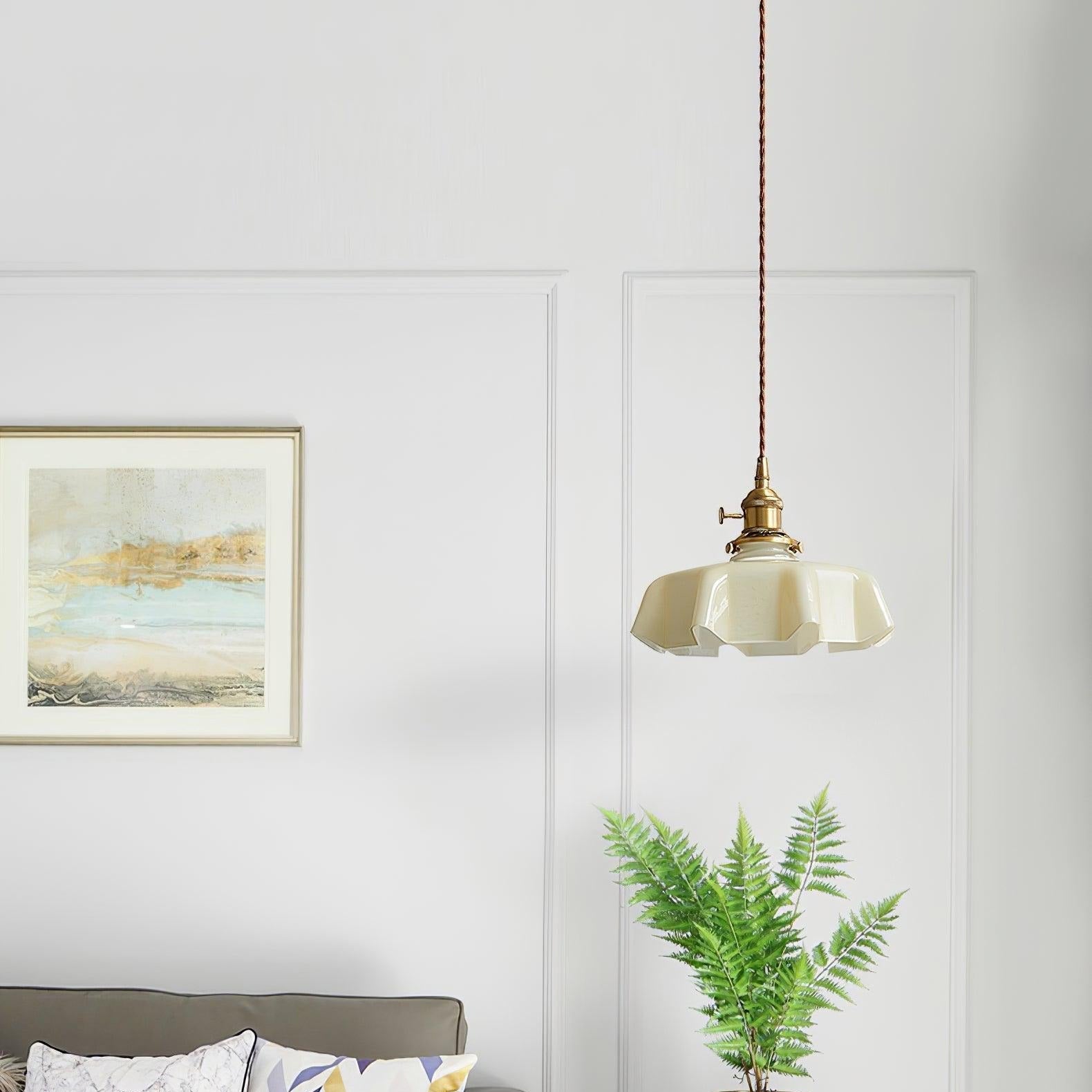 Civen Farmhouse Ruffled Pendant Light - Lamp Copper