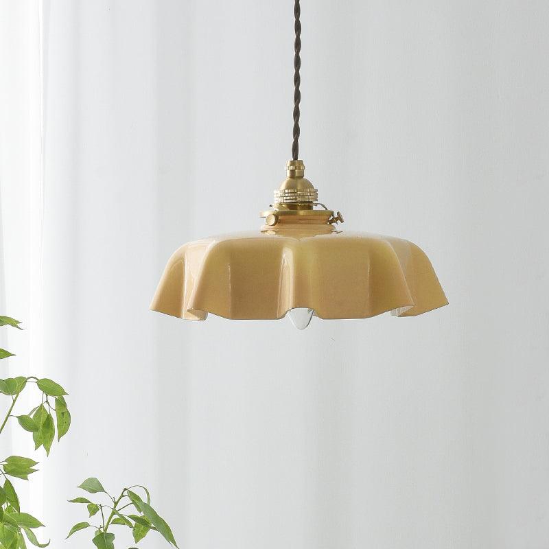 Civen Farmhouse Ruffled Pendant Light - Lamp Copper