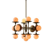 Xenon Vintage Industrial Brass Metal Alabaster Chandelier - Lamp Copper