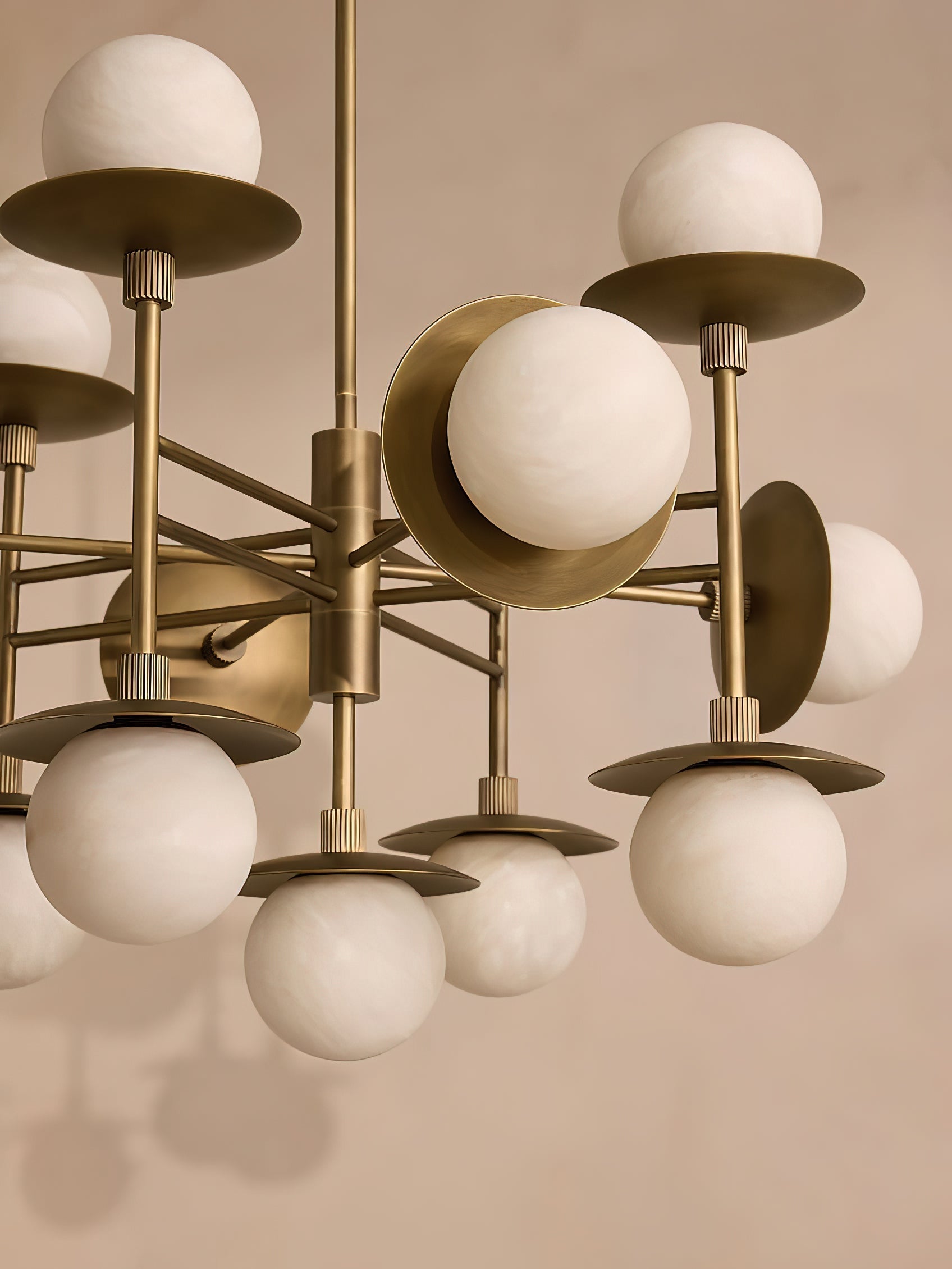 Xenon Vintage Industrial Brass Metal Alabaster Chandelier - Lamp Copper