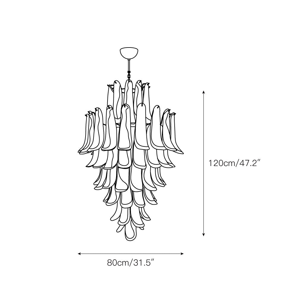 Zinc Postmodern Luxury Petal Glass Metal Chandelier - Lamp Copper