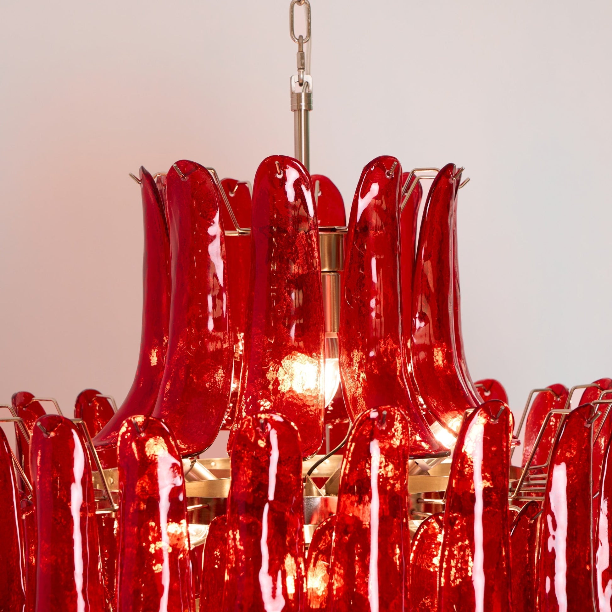 Zinc Postmodern Luxury Petal Glass Metal Chandelier - Lamp Copper