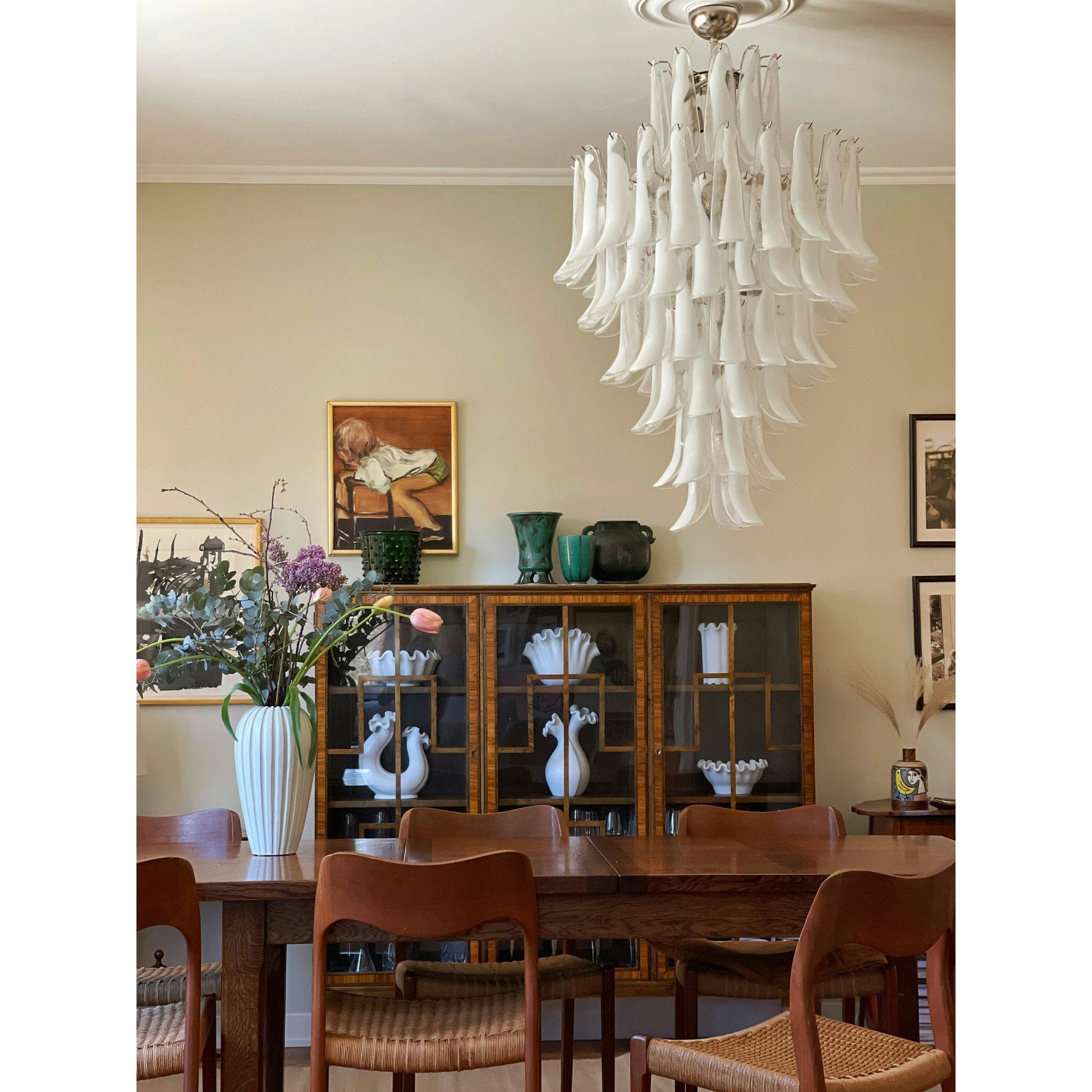 Zinc Postmodern Luxury Petal Glass Metal Chandelier - Lamp Copper