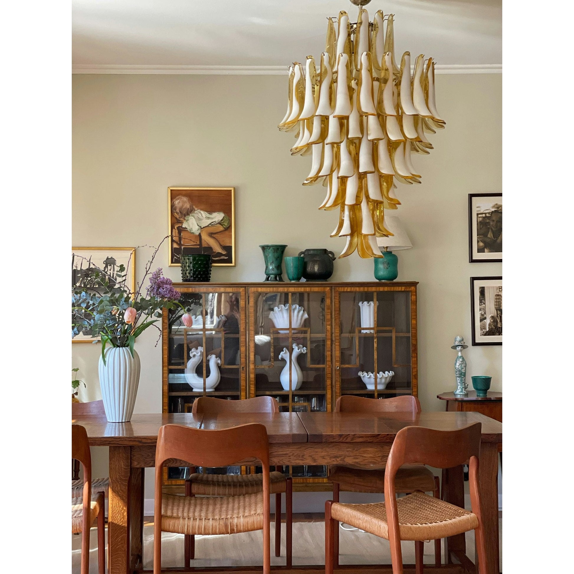 Zinc Postmodern Luxury Petal Glass Metal Chandelier - Lamp Copper