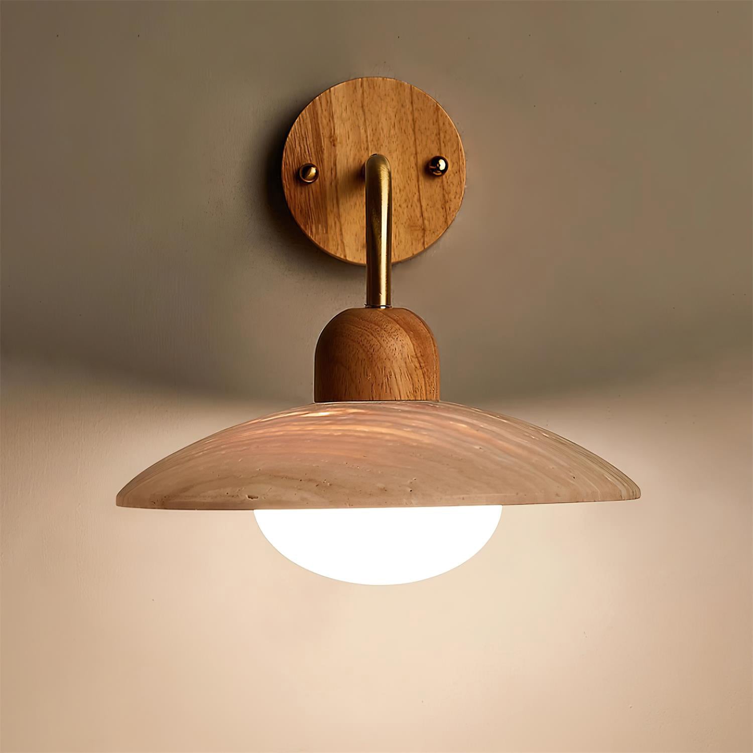 Winel Wall Lamp Vintage Travertine - Lamp Copper