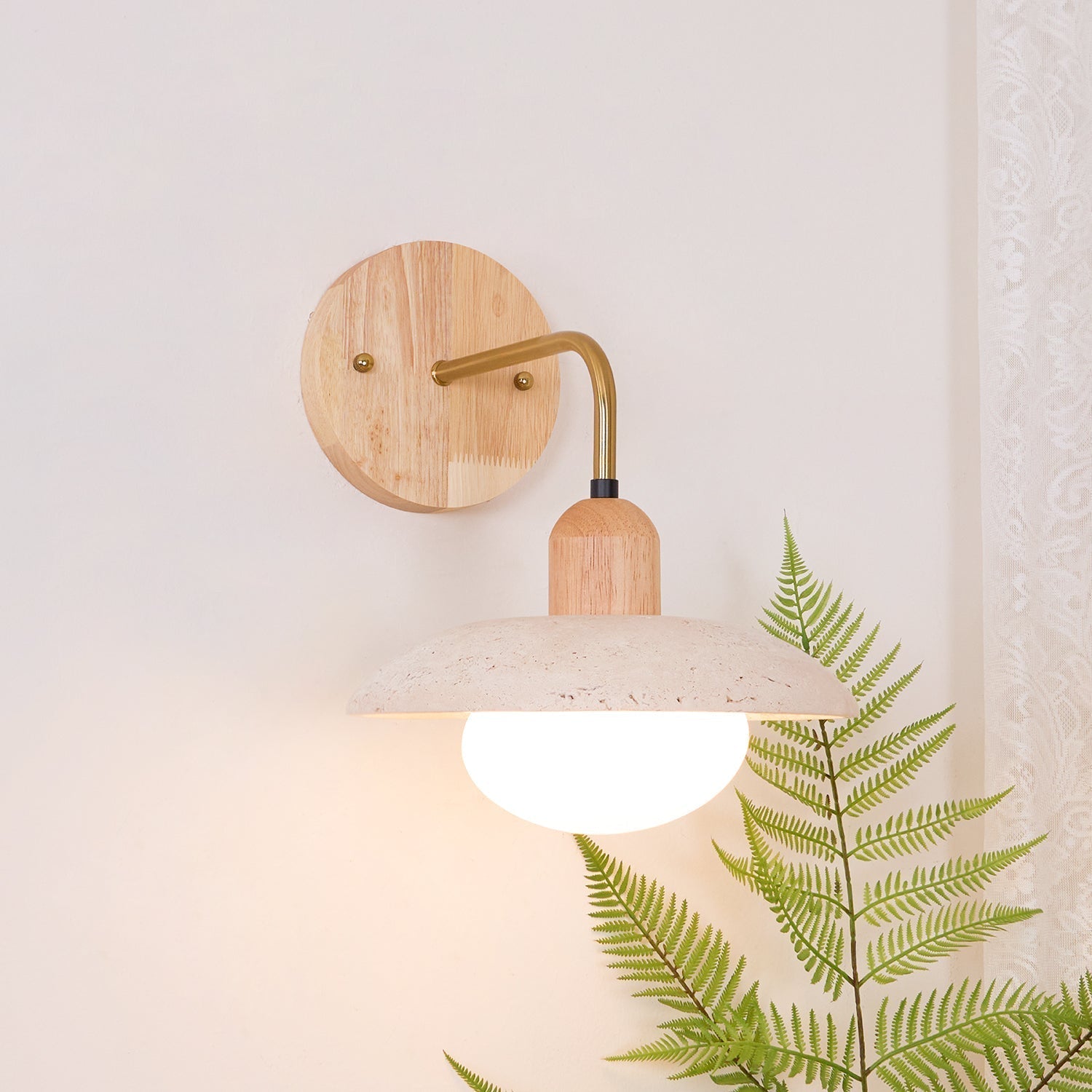 Winel Wall Lamp Vintage Travertine - Lamp Copper