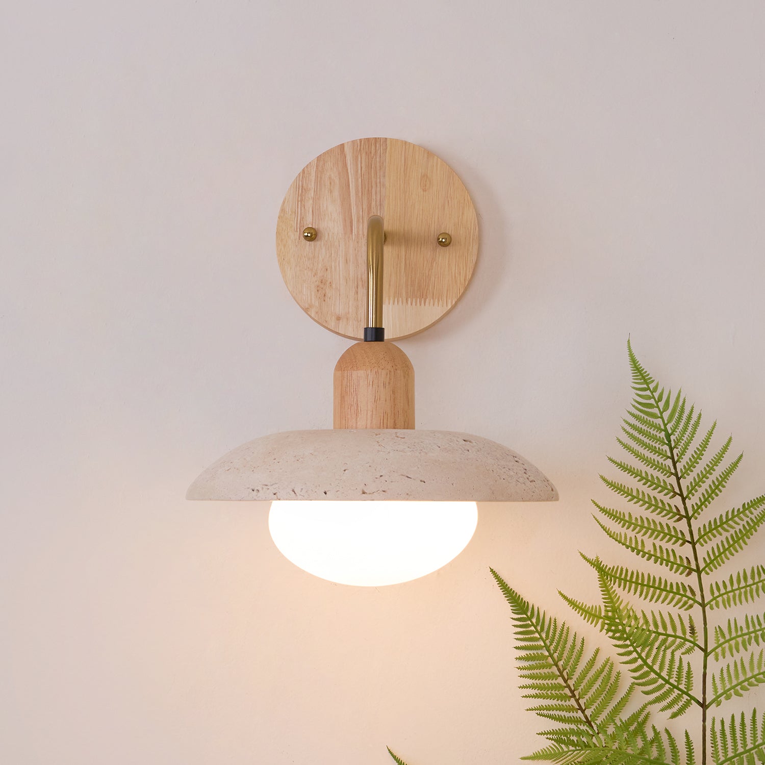Winel Wall Lamp Vintage Travertine - Lamp Copper