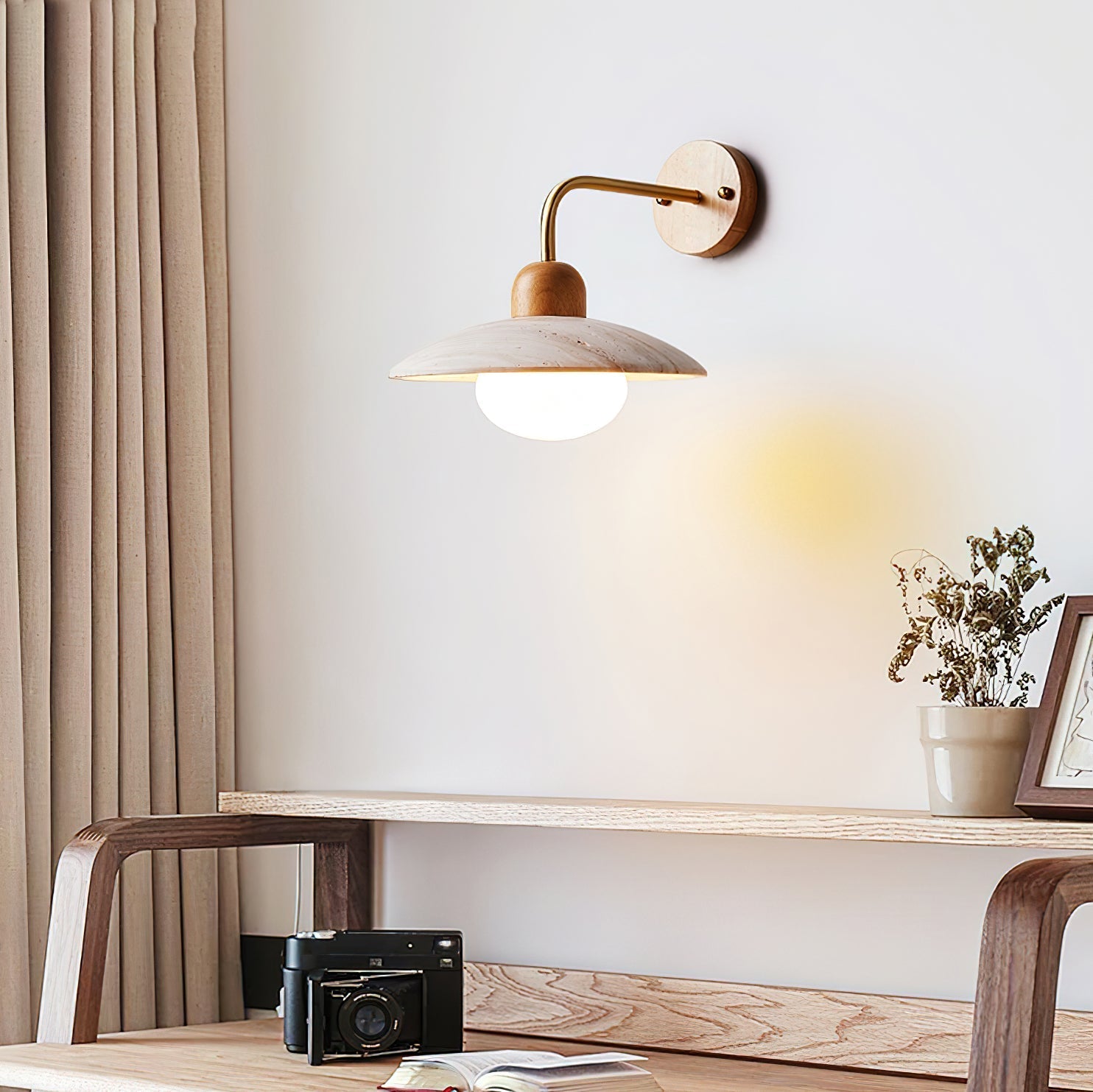 Winel Wall Lamp Vintage Travertine - Lamp Copper