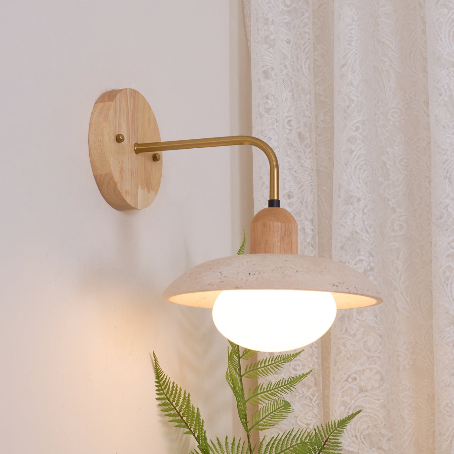 Winel Wall Lamp Vintage Travertine - Lamp Copper