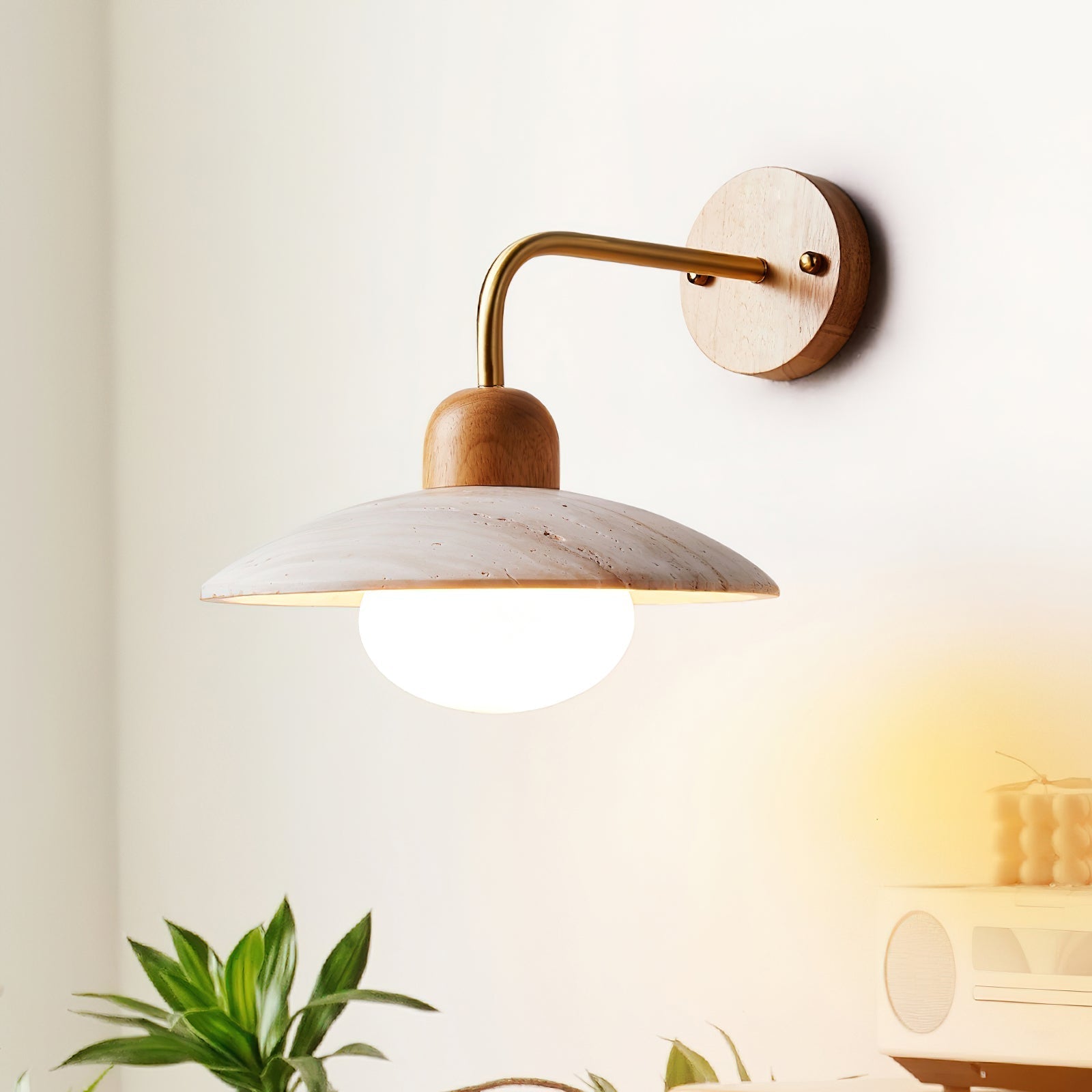 Winel Wall Lamp Vintage Travertine - Lamp Copper