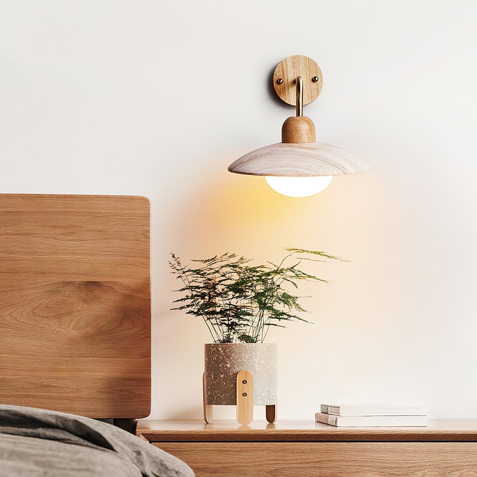 Winel Wall Lamp Vintage Travertine - Lamp Copper