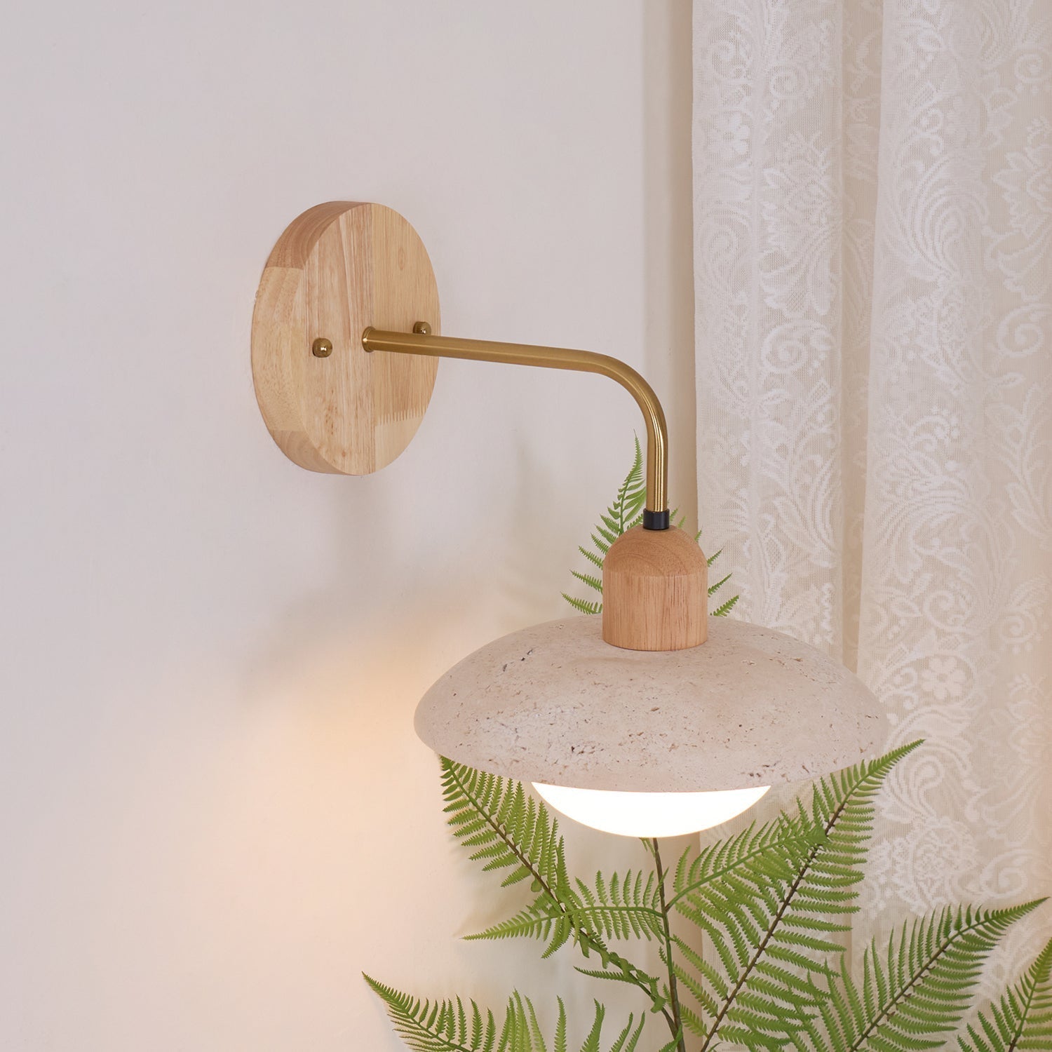 Winel Wall Lamp Vintage Travertine - Lamp Copper