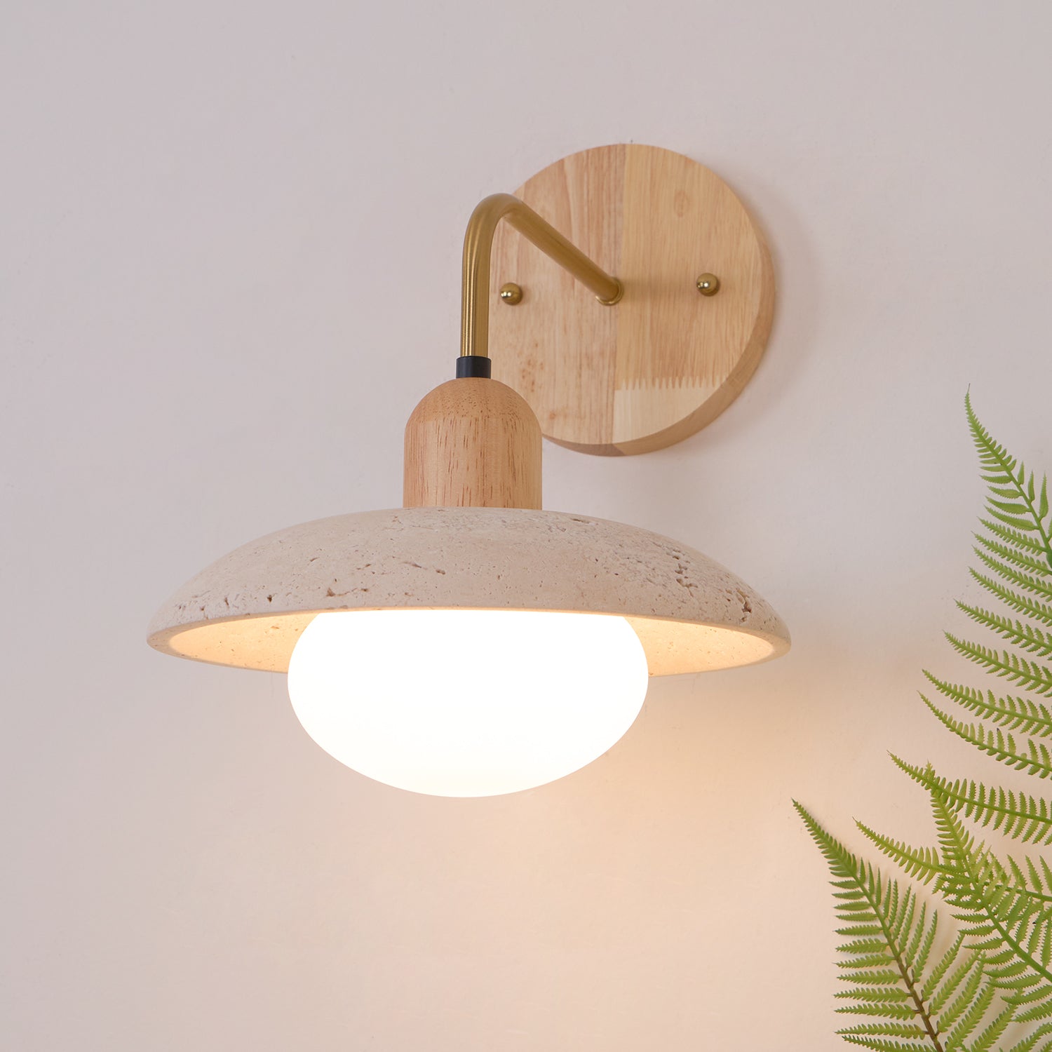 Winel Wall Lamp Vintage Travertine - Lamp Copper