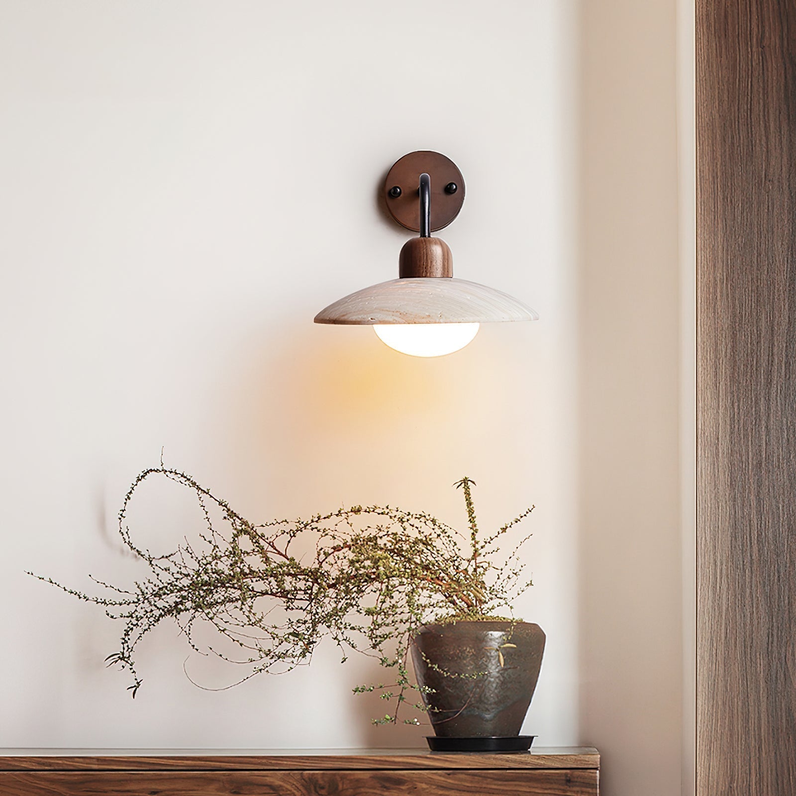 Winel Wall Lamp Vintage Travertine - Lamp Copper