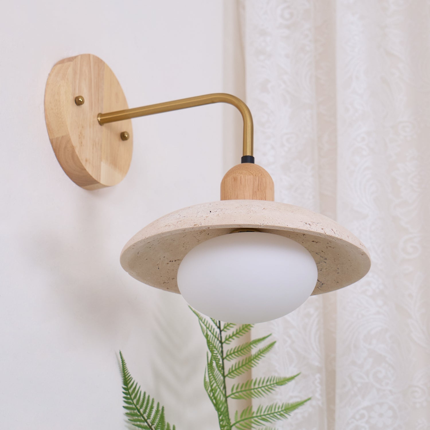 Winel Wall Lamp Vintage Travertine - Lamp Copper