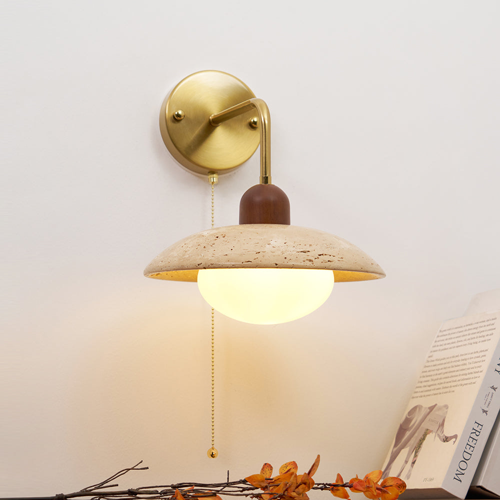 Cavone Travertine Wall Sconce - Lamp Copper