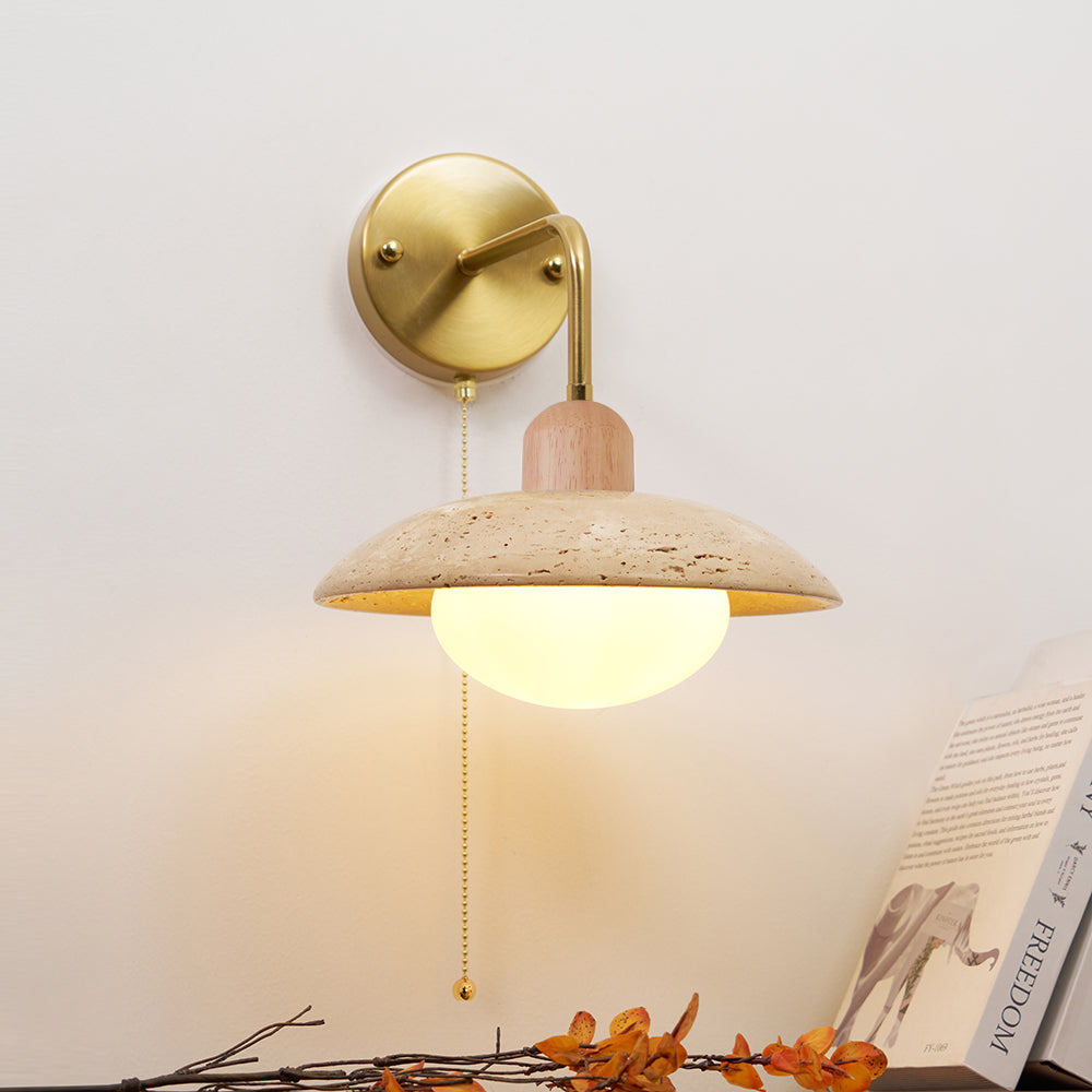 Cavone Travertine Wall Sconce - Lamp Copper