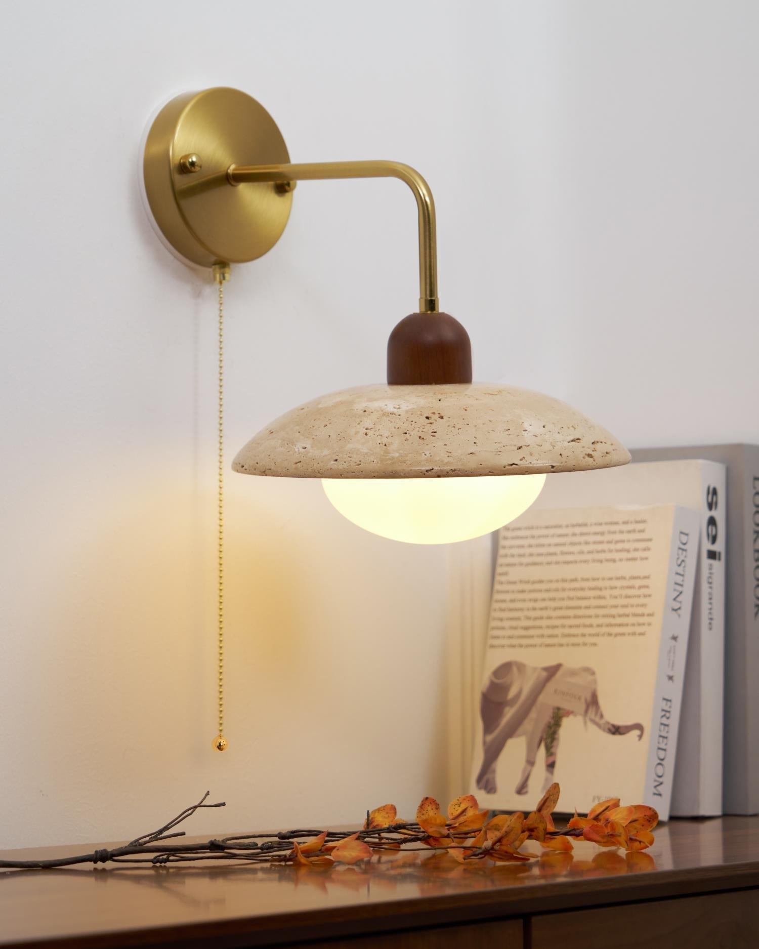 Cavone Travertine Wall Sconce - Lamp Copper