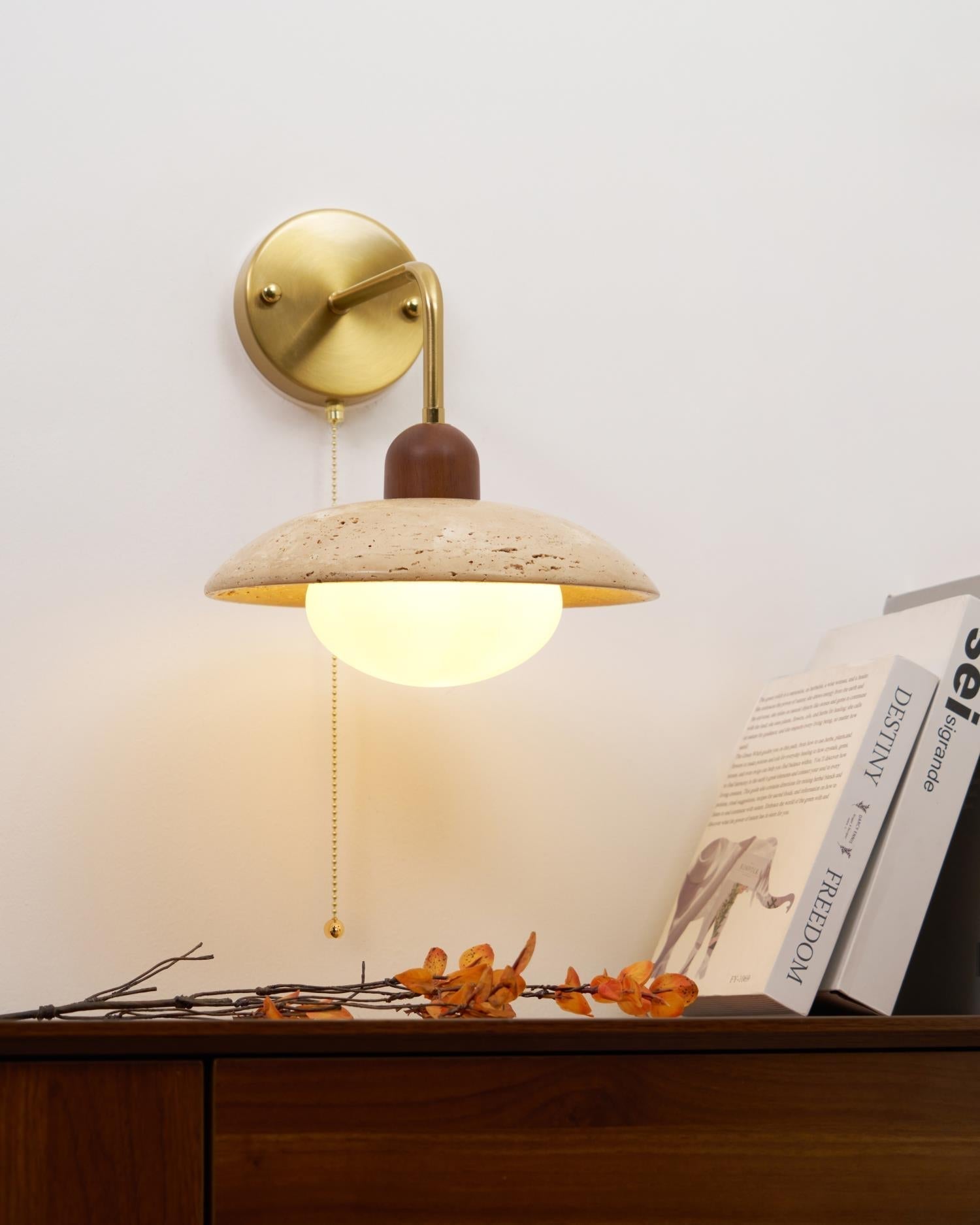 Cavone Travertine Wall Sconce - Lamp Copper