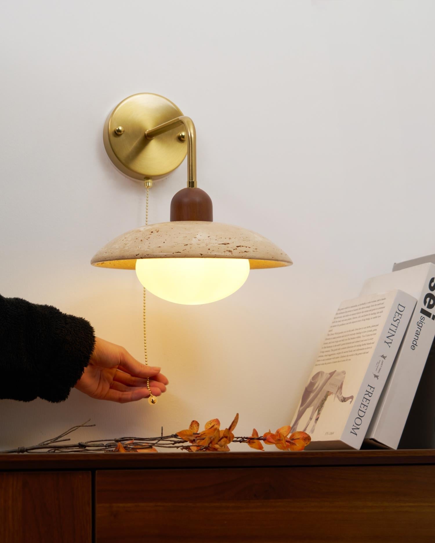 Cavone Travertine Wall Sconce - Lamp Copper