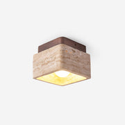 Vellin Travertine Square Flush Mount Ceiling Light - Lamp Copper