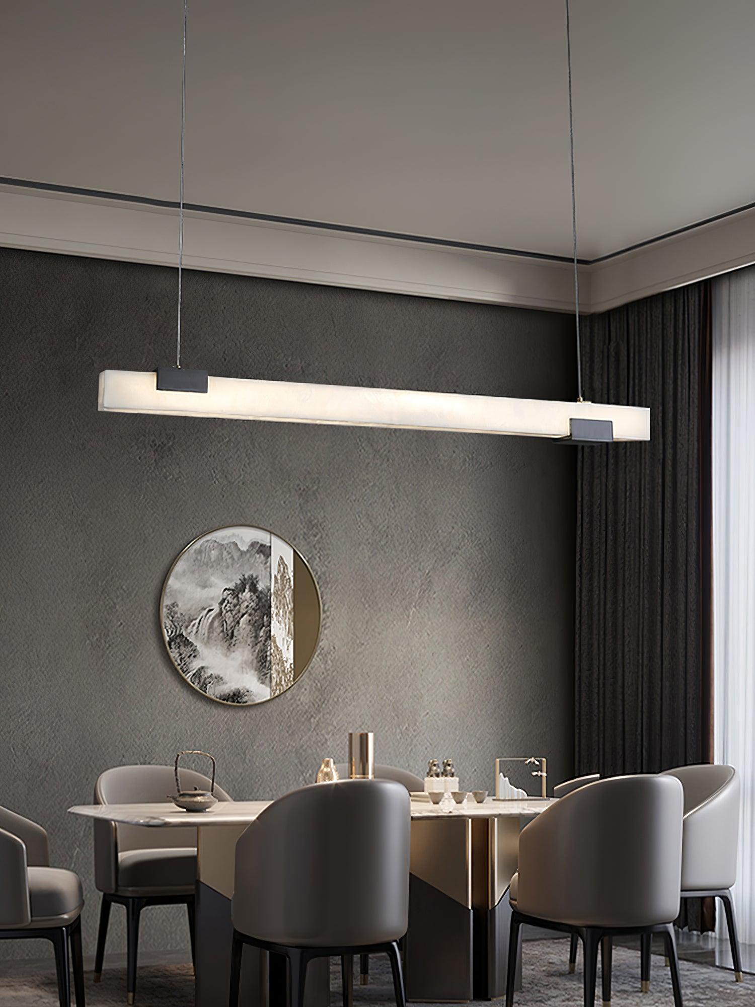 Kaelen Minimalist Alabaster Linear Pendant Light - Lamp Copper