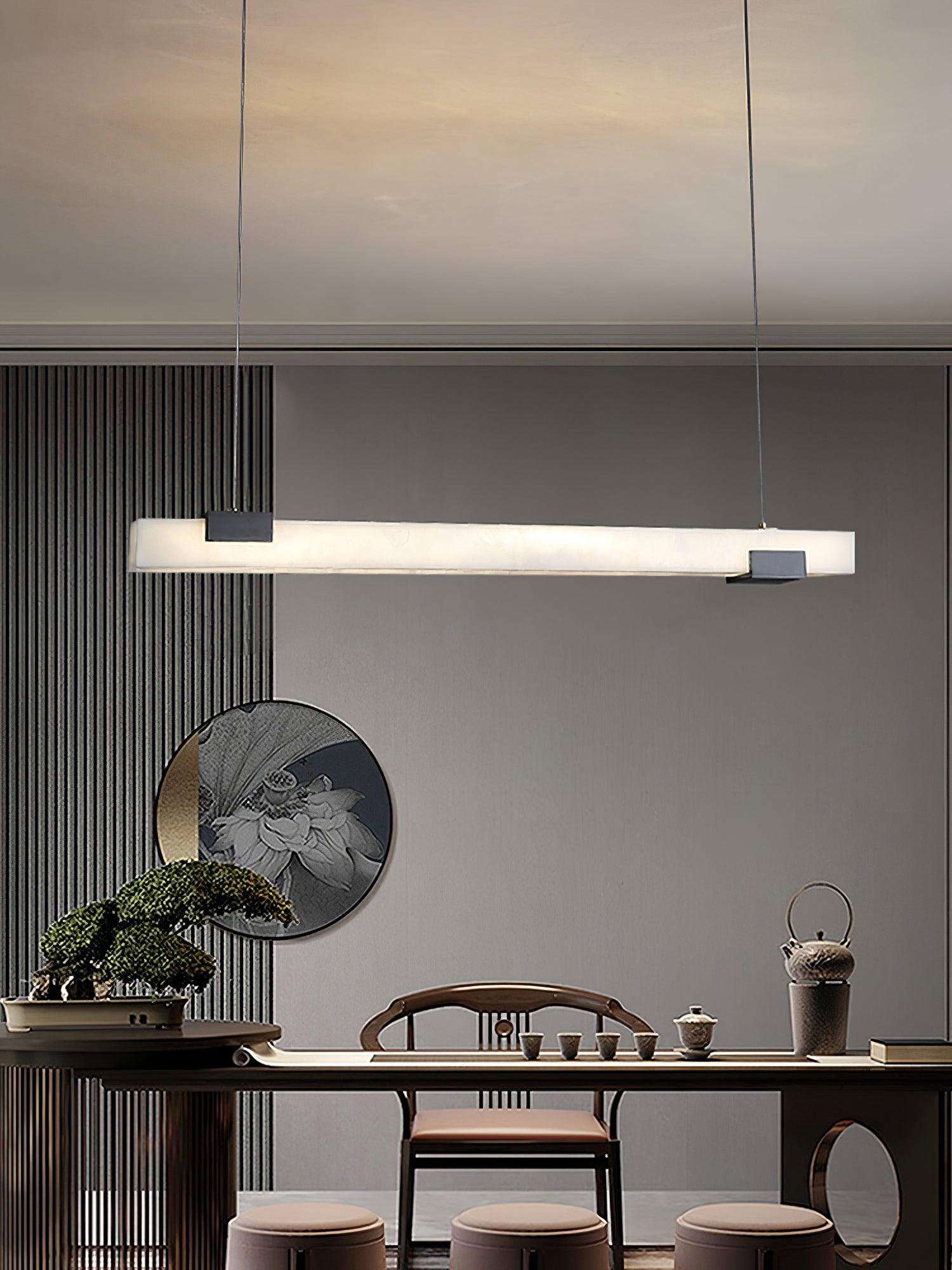 Kaelen Minimalist Alabaster Linear Pendant Light - Lamp Copper