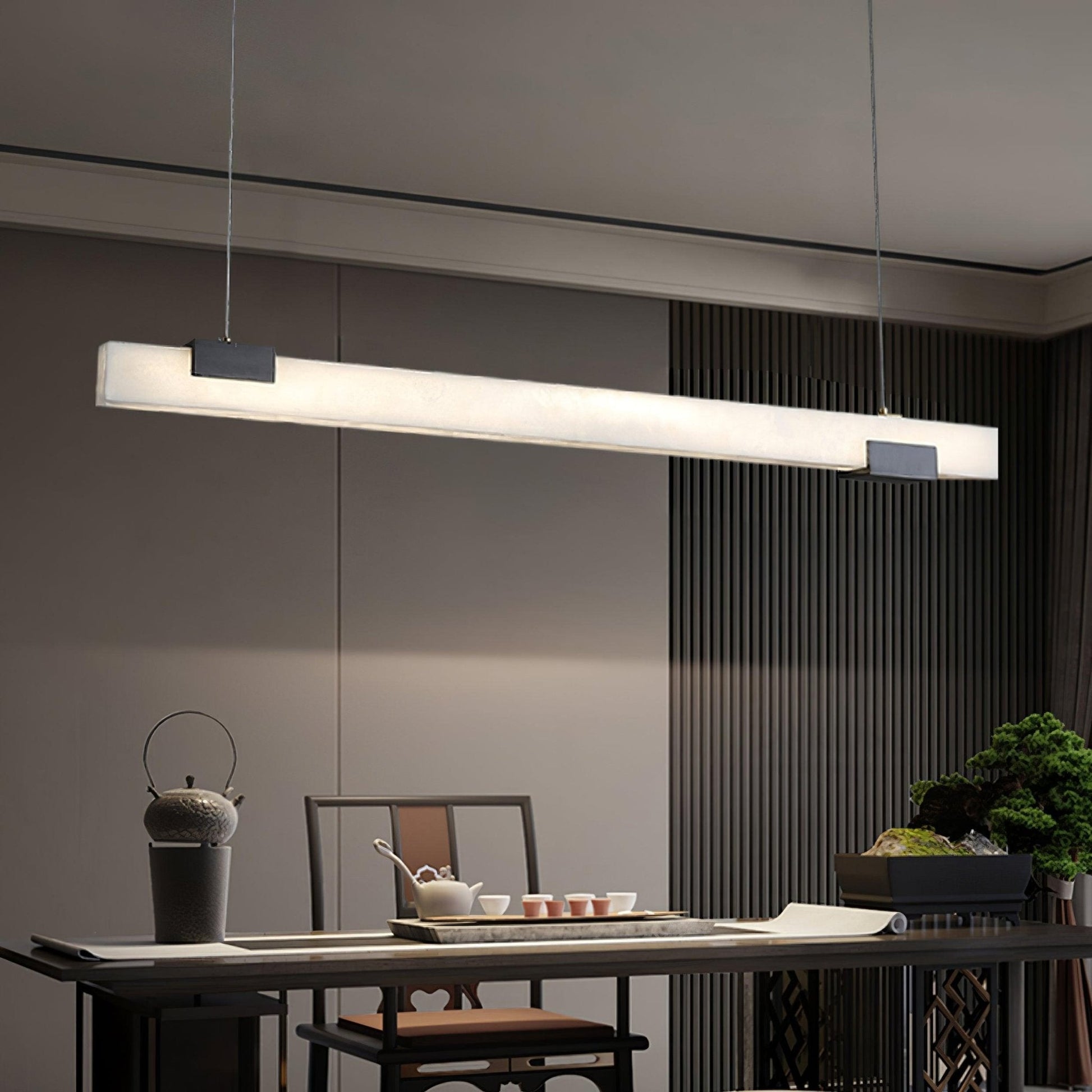 Kaelen Minimalist Alabaster Linear Pendant Light - Lamp Copper