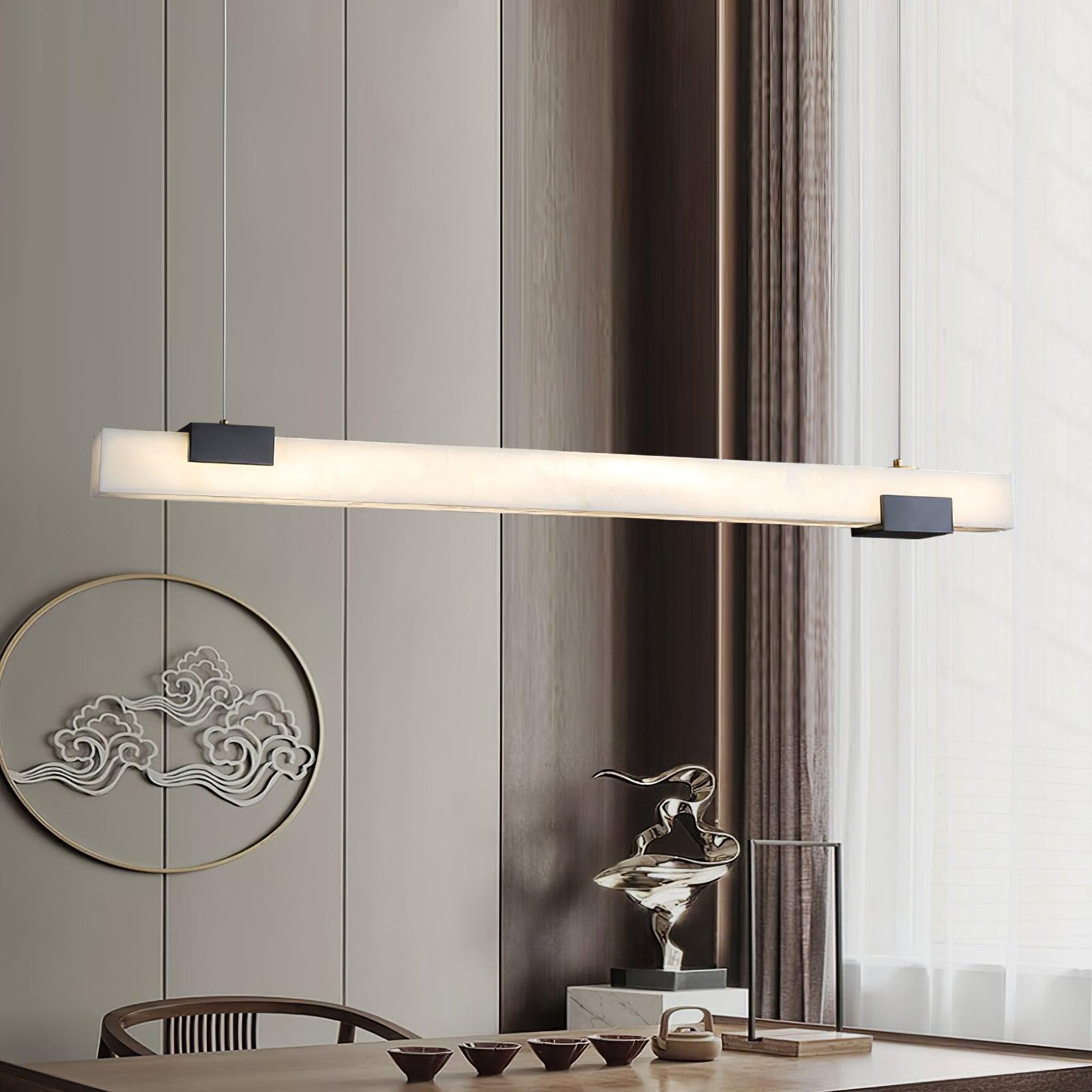 Kaelen Minimalist Alabaster Linear Pendant Light - Lamp Copper