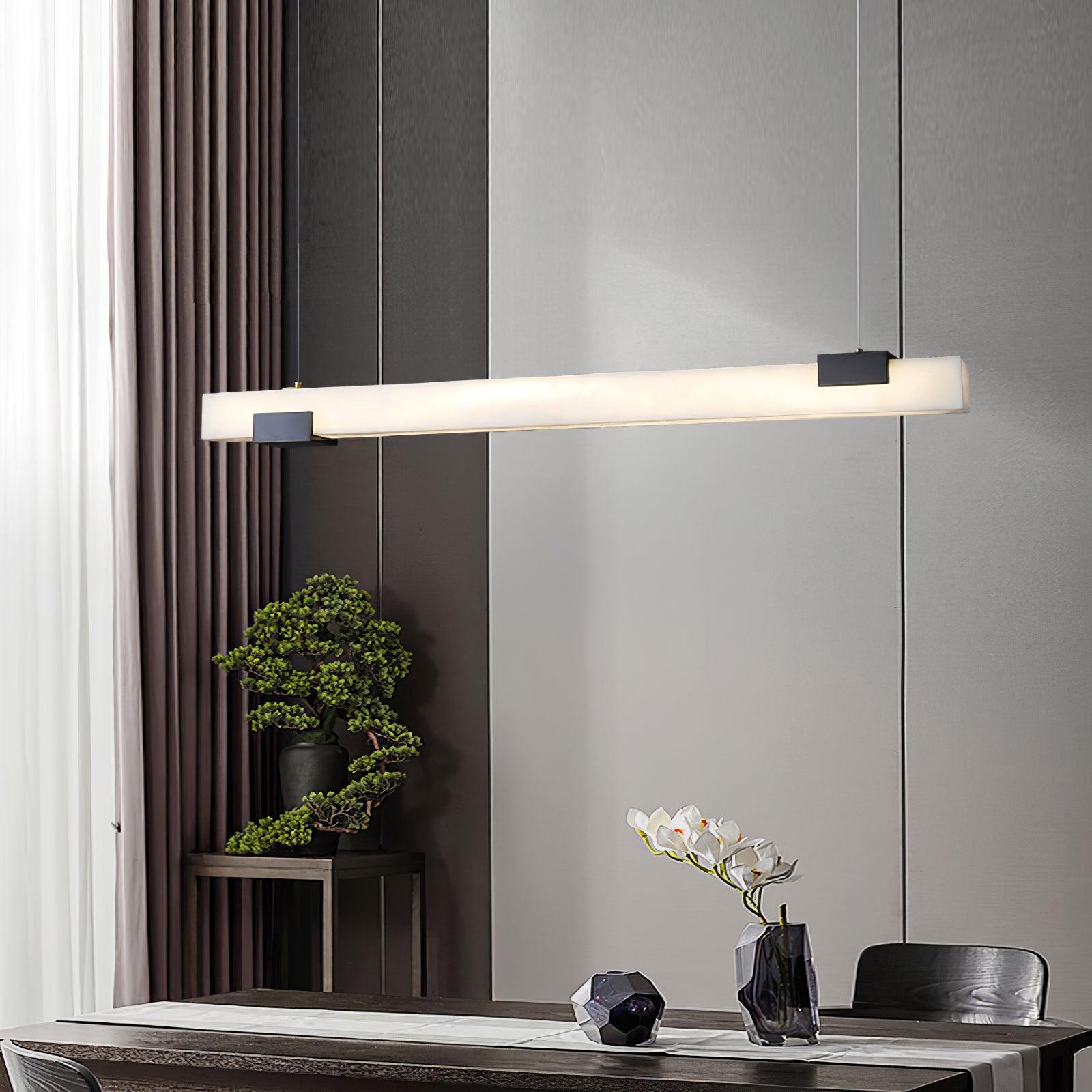 Kaelen Minimalist Alabaster Linear Pendant Light - Lamp Copper