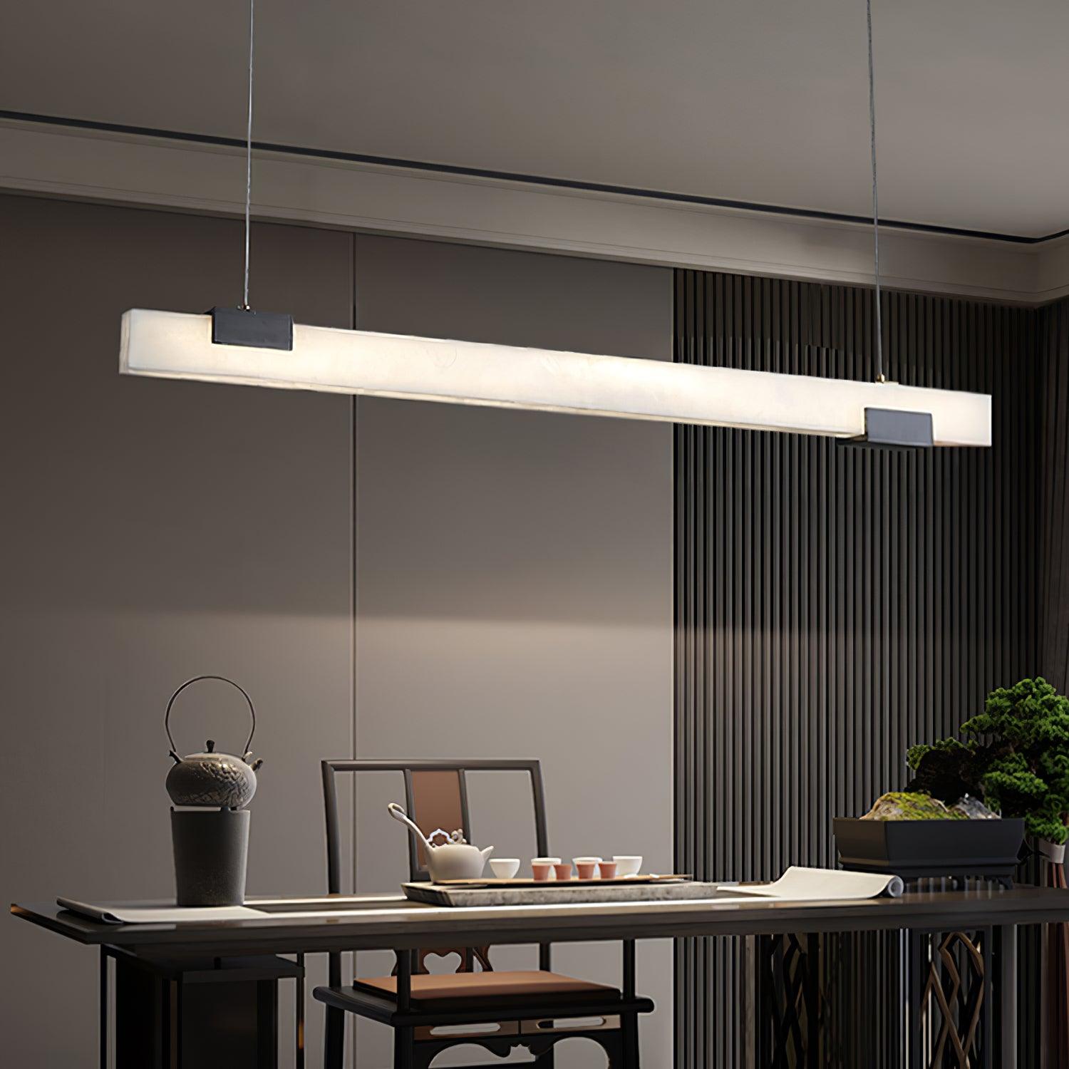 Kaelen Minimalist Alabaster Linear Pendant Light - Lamp Copper