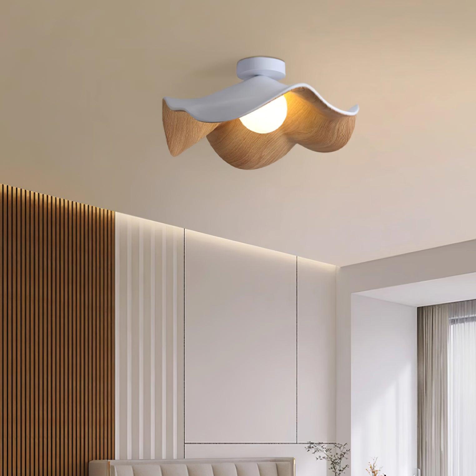 Lanoe Ceiling Light Wood Black&White - Lamp Copper