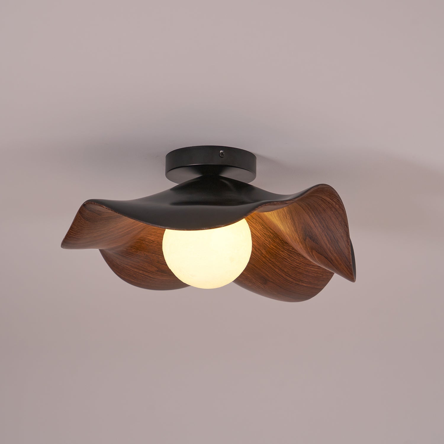 Lanoe Ceiling Light Wood Black&White - Lamp Copper