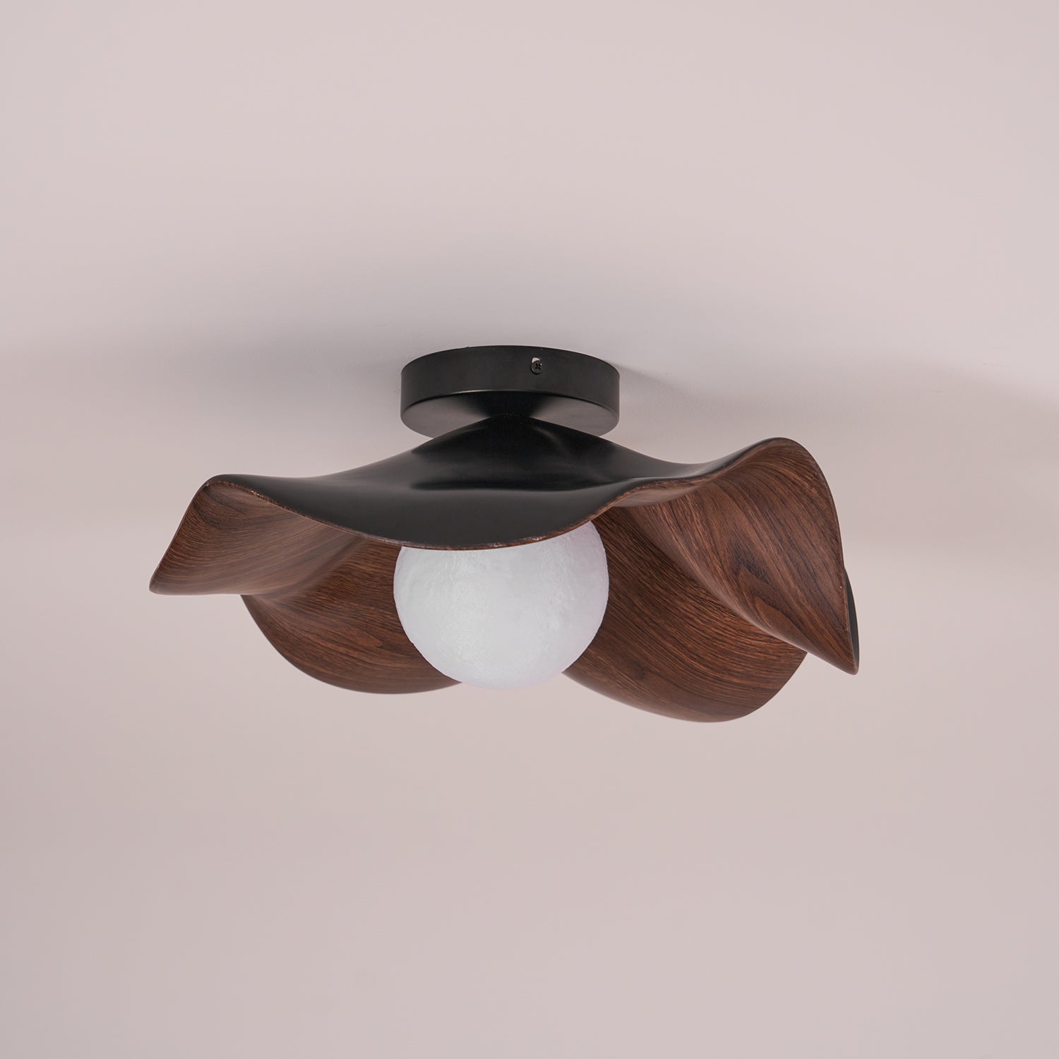 Lanoe Ceiling Light Wood Black&White - Lamp Copper
