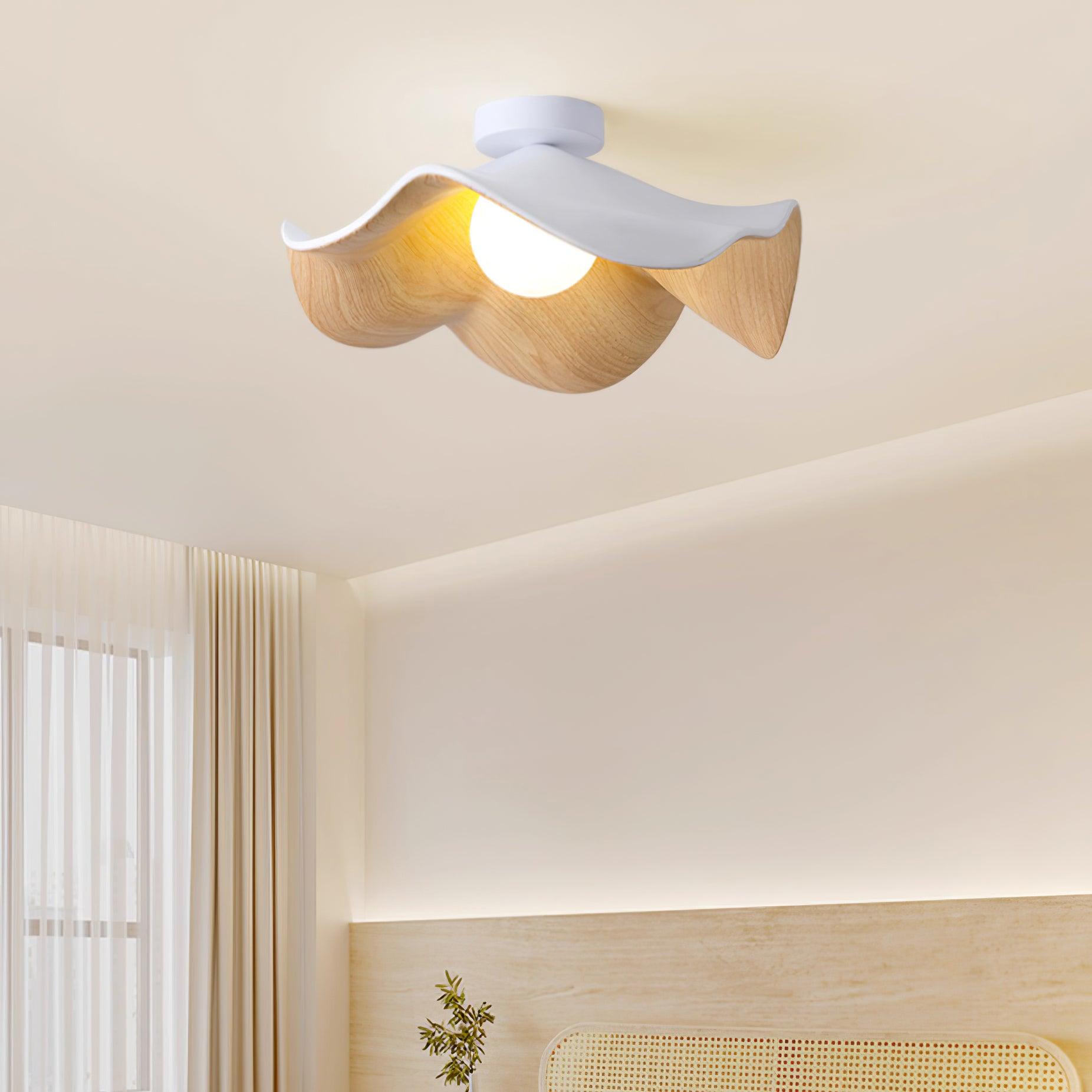 Lanoe Ceiling Light Wood Black&White - Lamp Copper