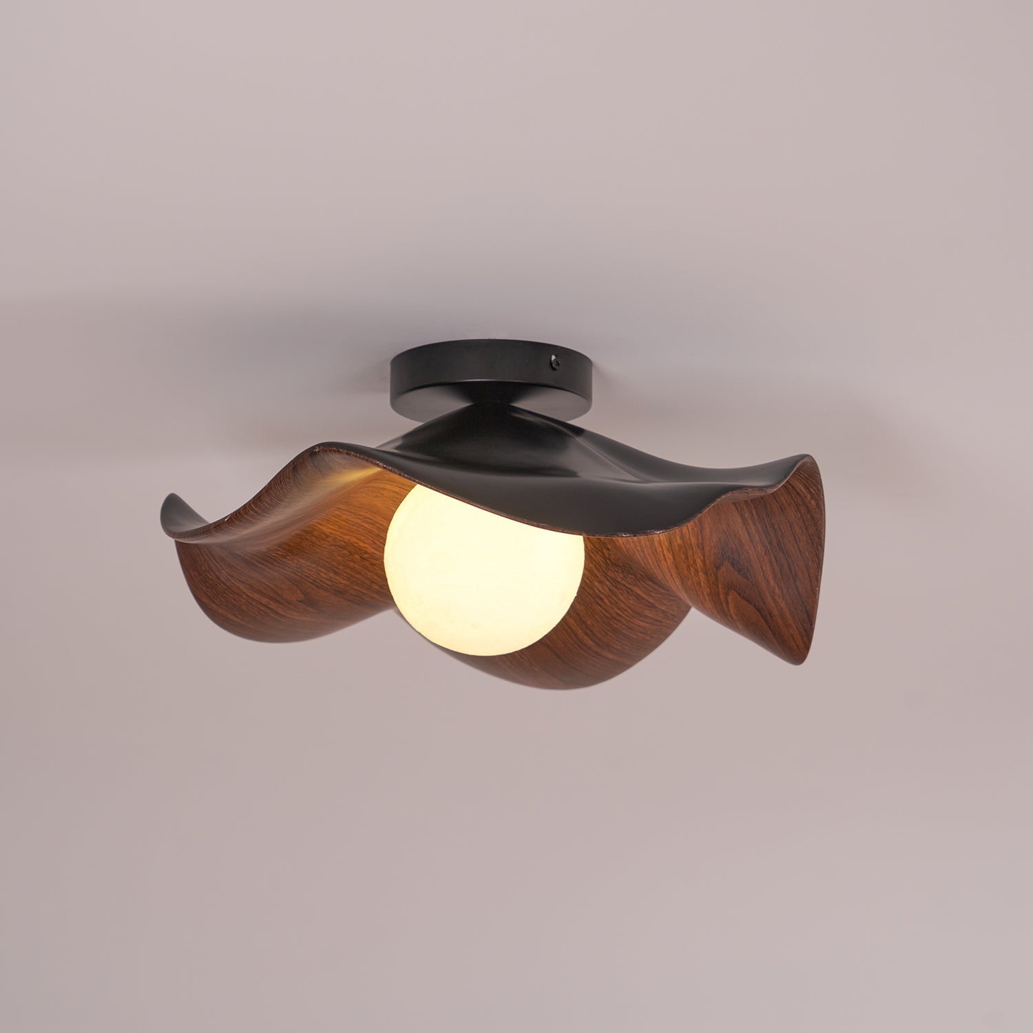 Lanoe Ceiling Light Wood Black&White - Lamp Copper