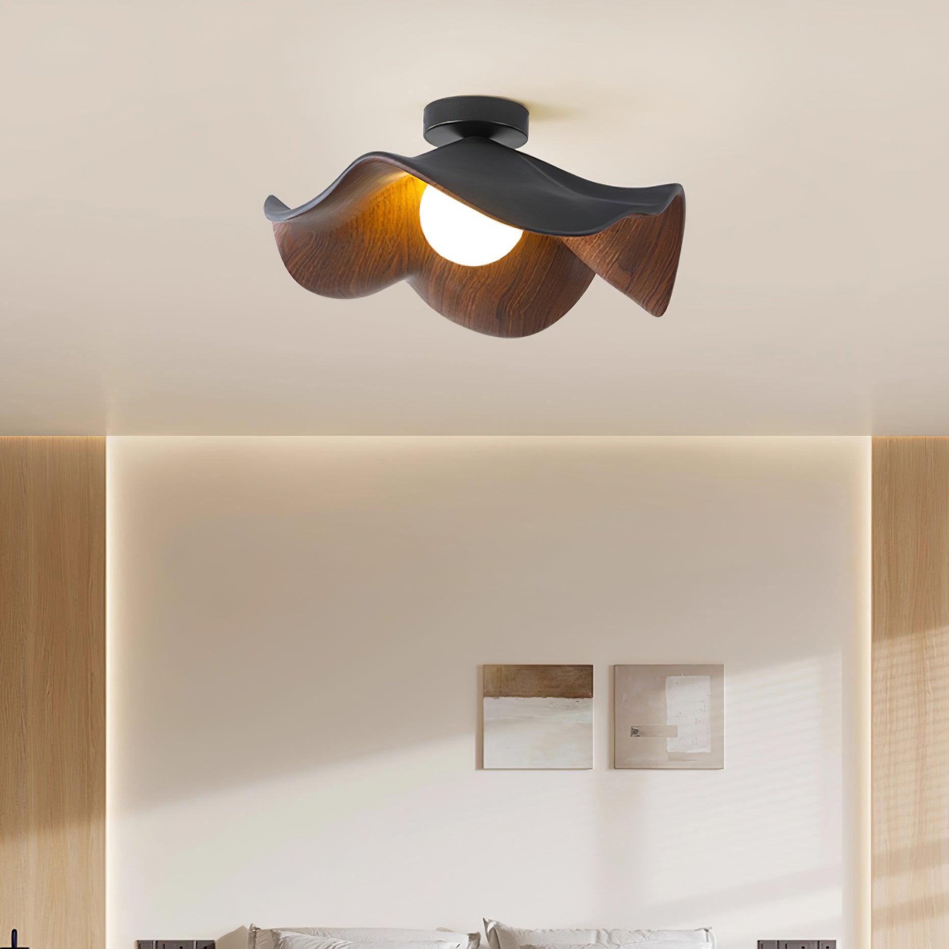 Lanoe Ceiling Light Wood Black&White - Lamp Copper