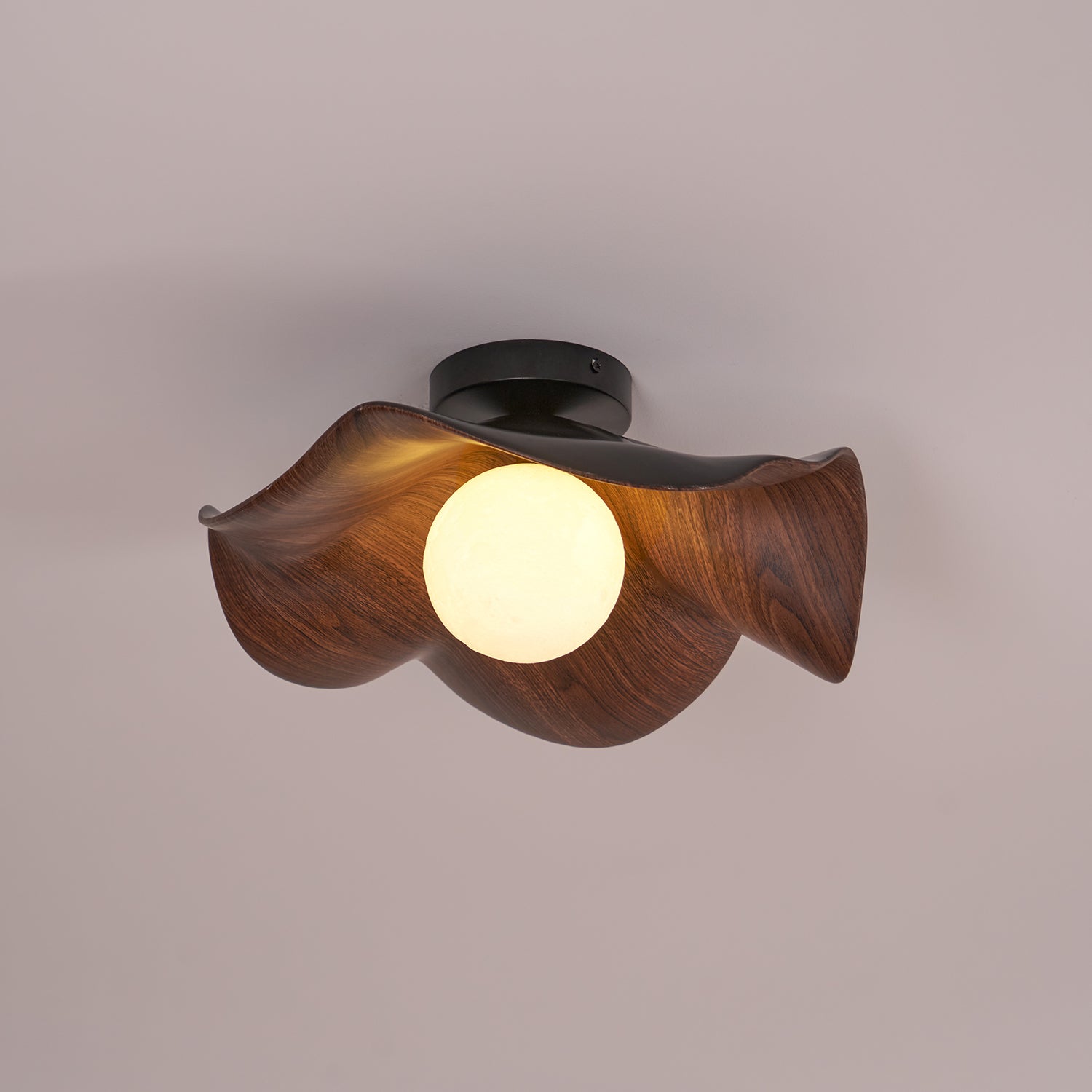 Lanoe Ceiling Light Wood Black&White - Lamp Copper