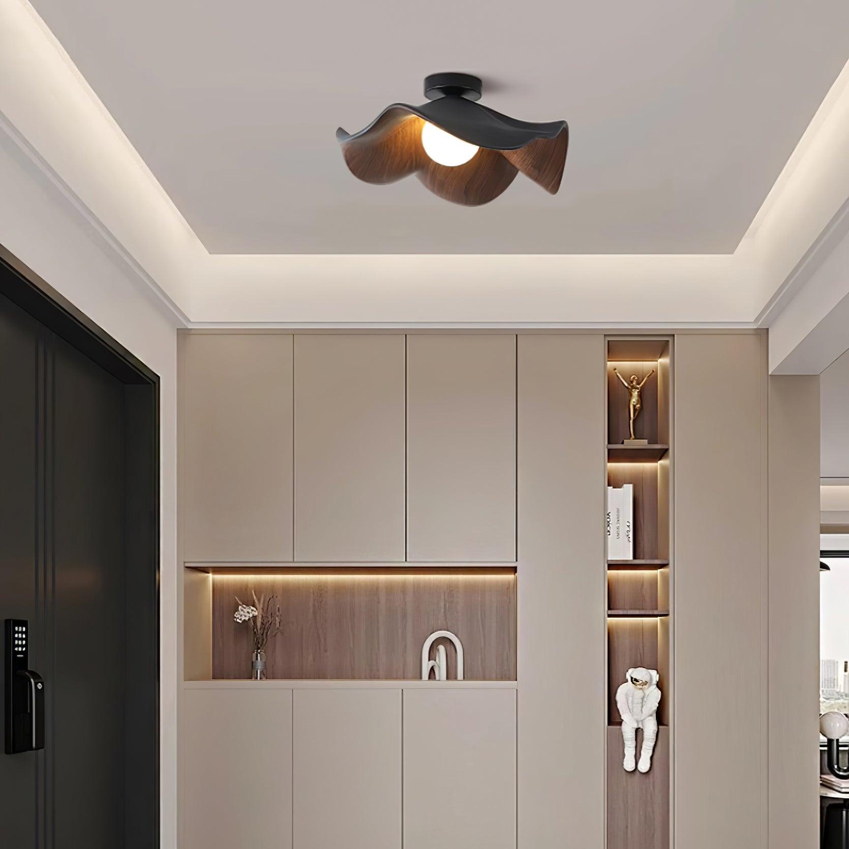 Lanoe Ceiling Light Wood Black&White - Lamp Copper