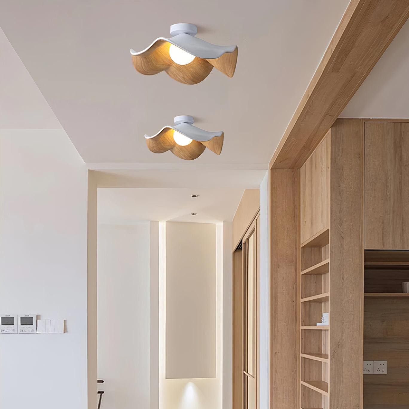 Lanoe Ceiling Light Wood Black&White - Lamp Copper