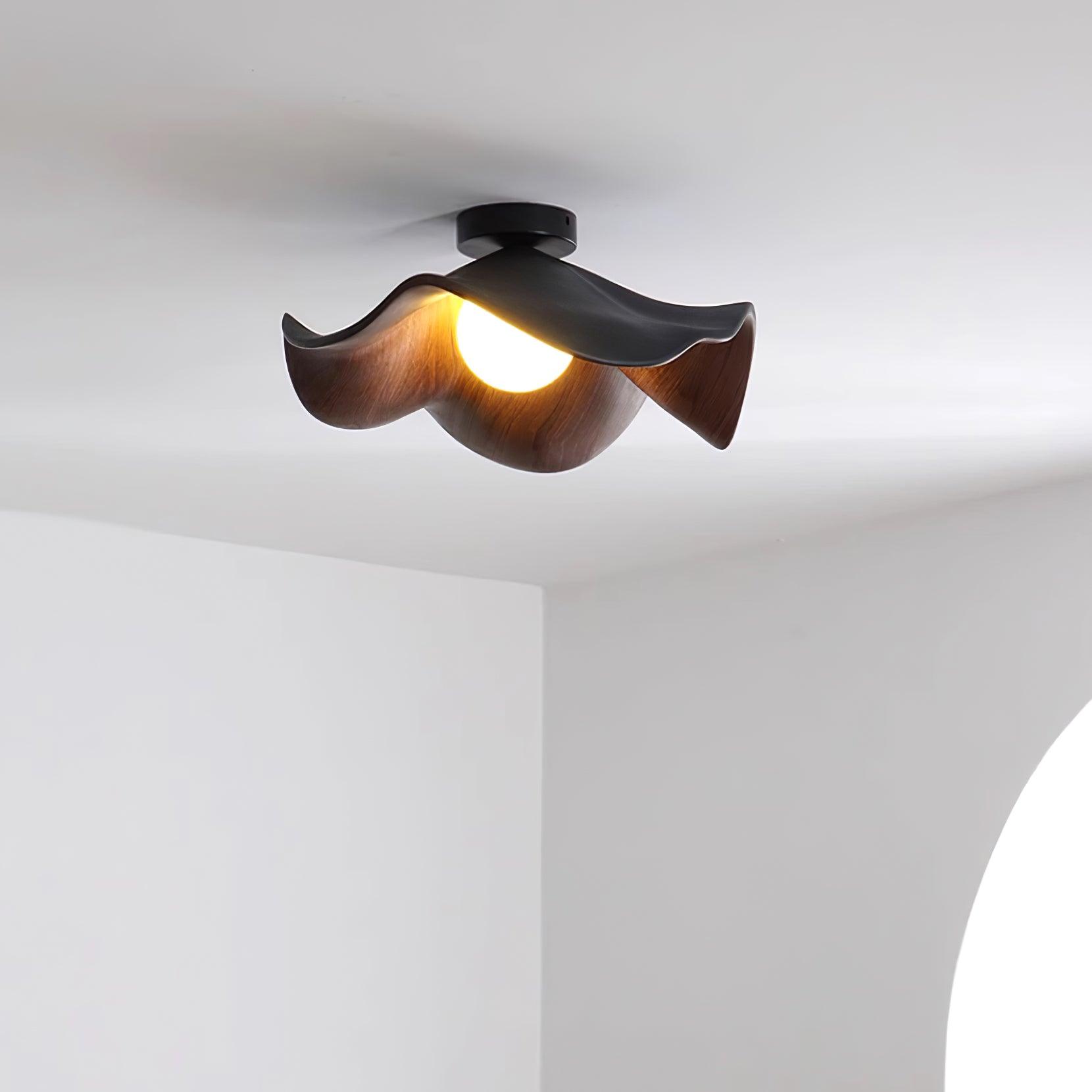 Lanoe Ceiling Light Wood Black&White - Lamp Copper