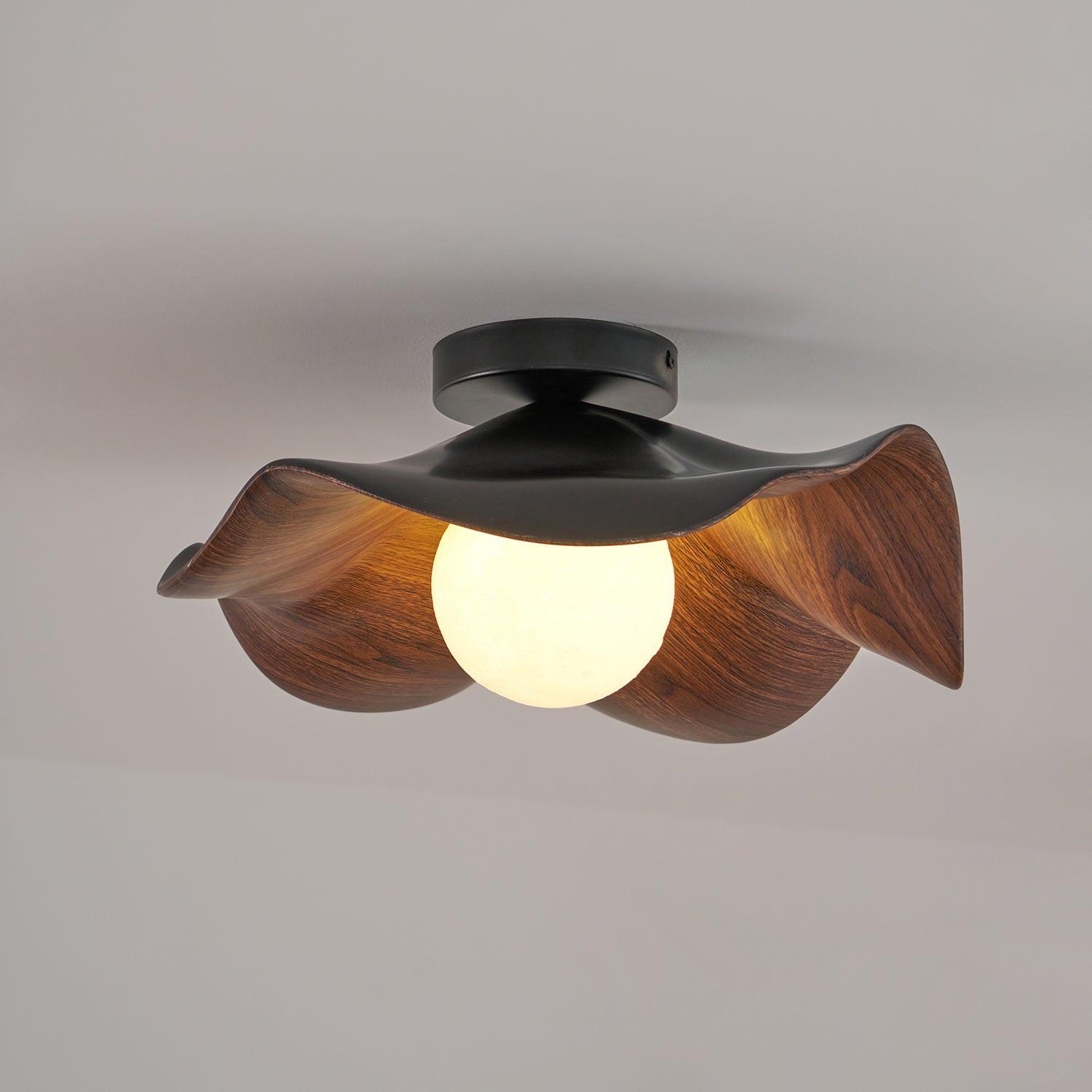 Lanoe Ceiling Light Wood Black&White - Lamp Copper