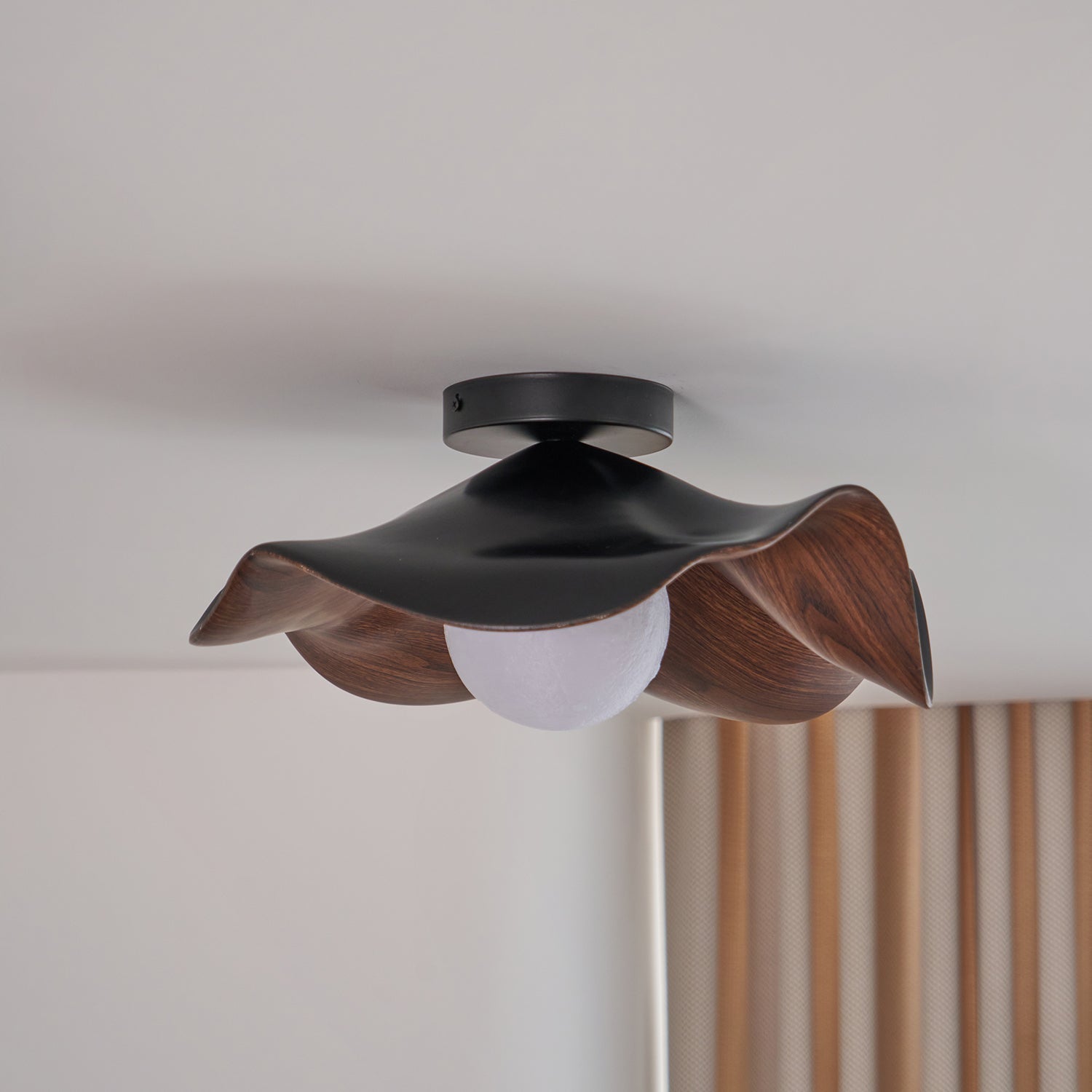 Lanoe Ceiling Light Wood Black&White - Lamp Copper